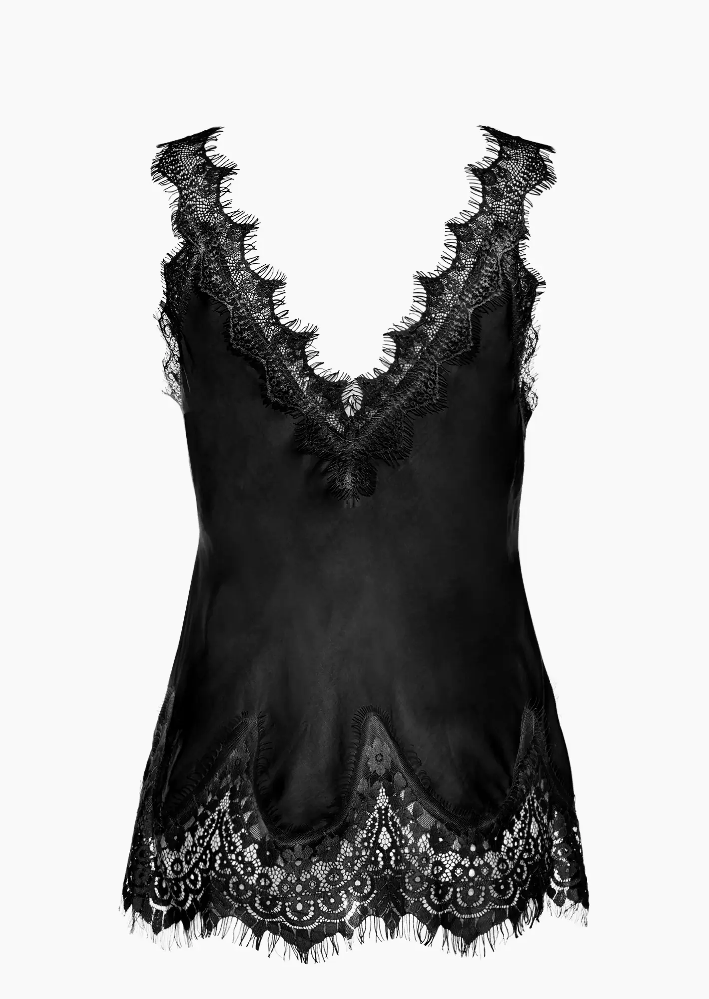 Top aus Viskose-Satin, schwarz