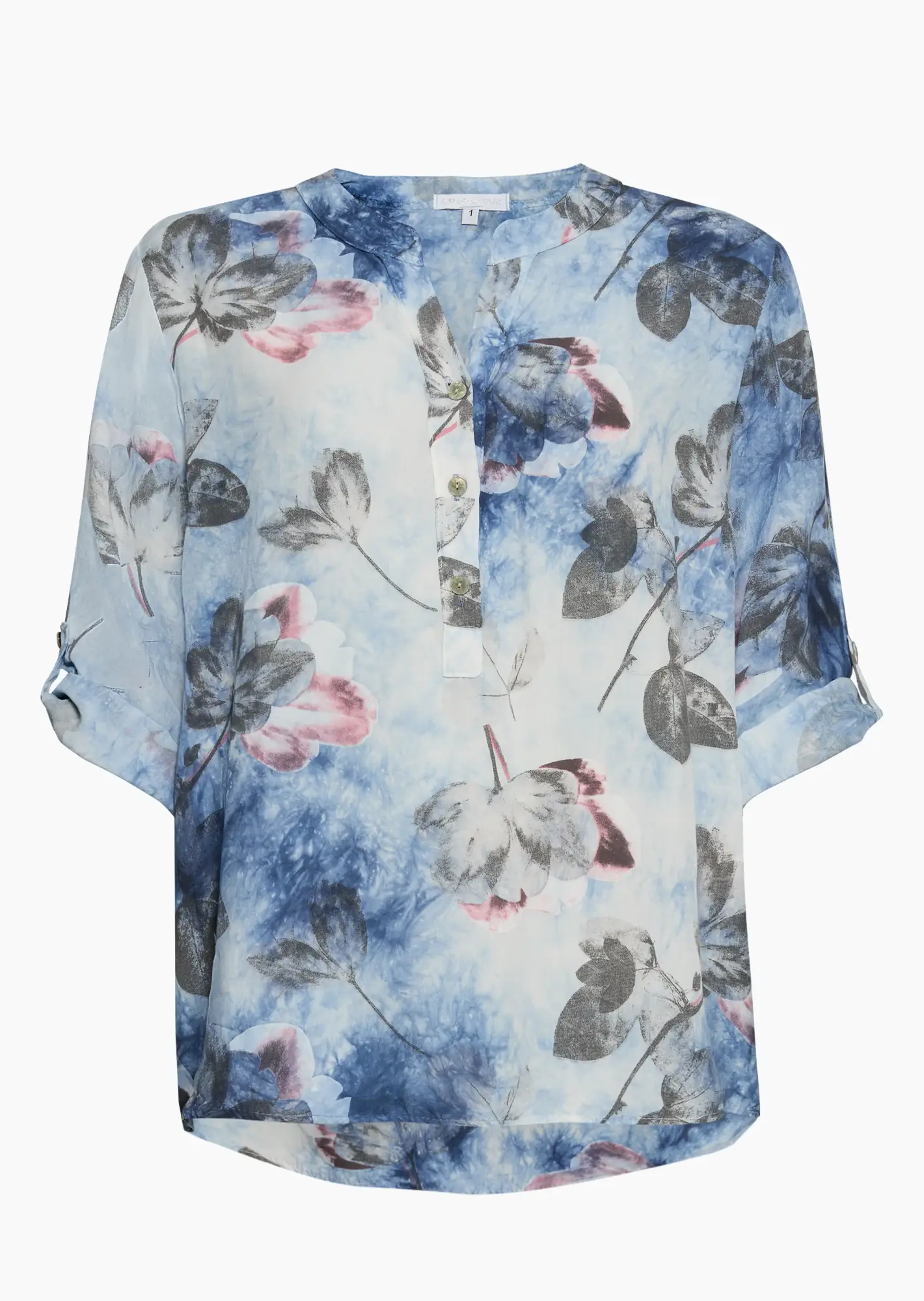 Bluse mit floralem Print, blau