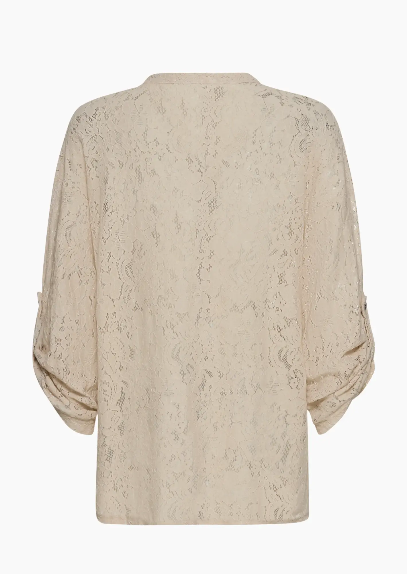 Bluse mit Alloverspitze, crema