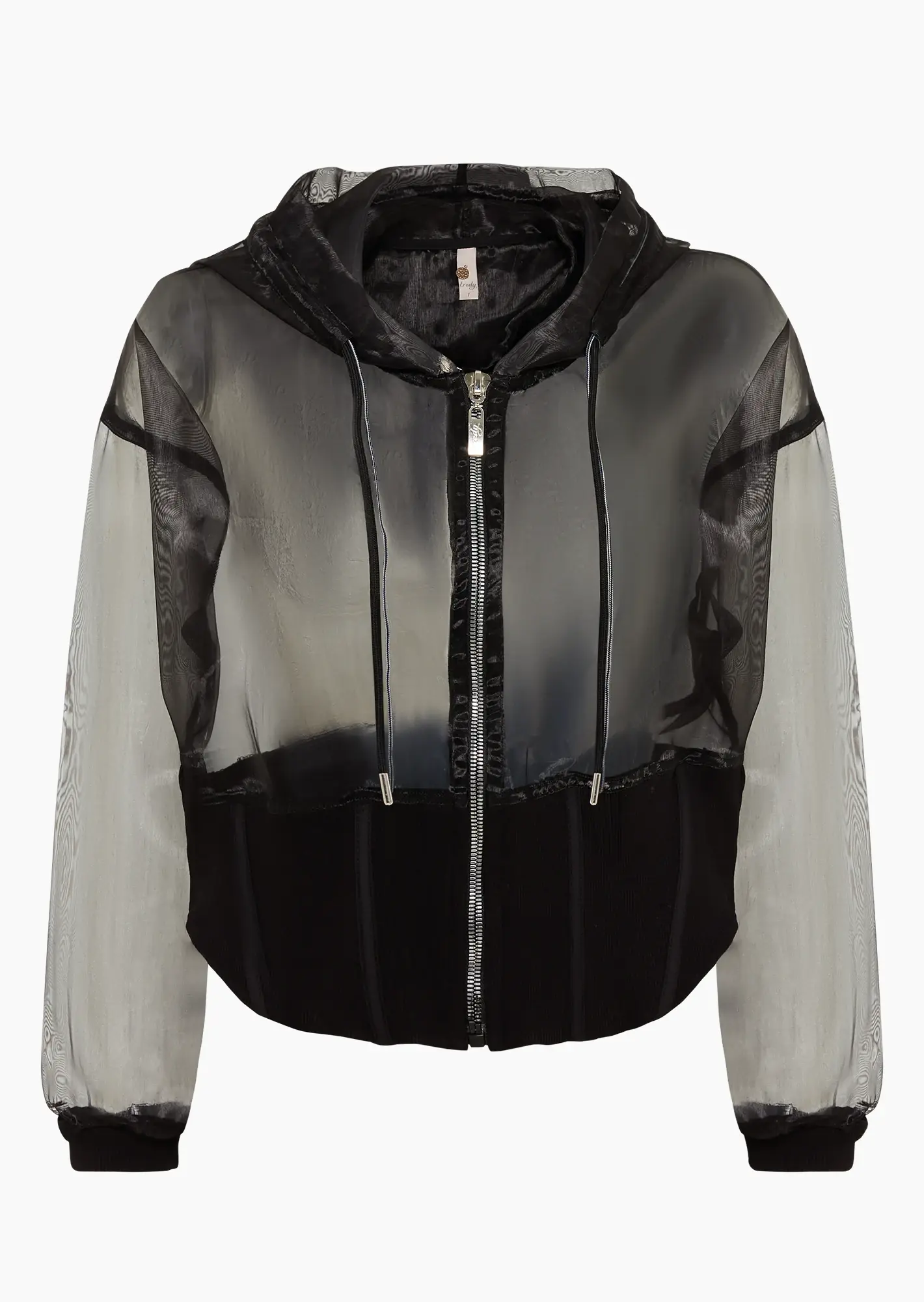 Jacke aus glänzendem Organza, schwarz
