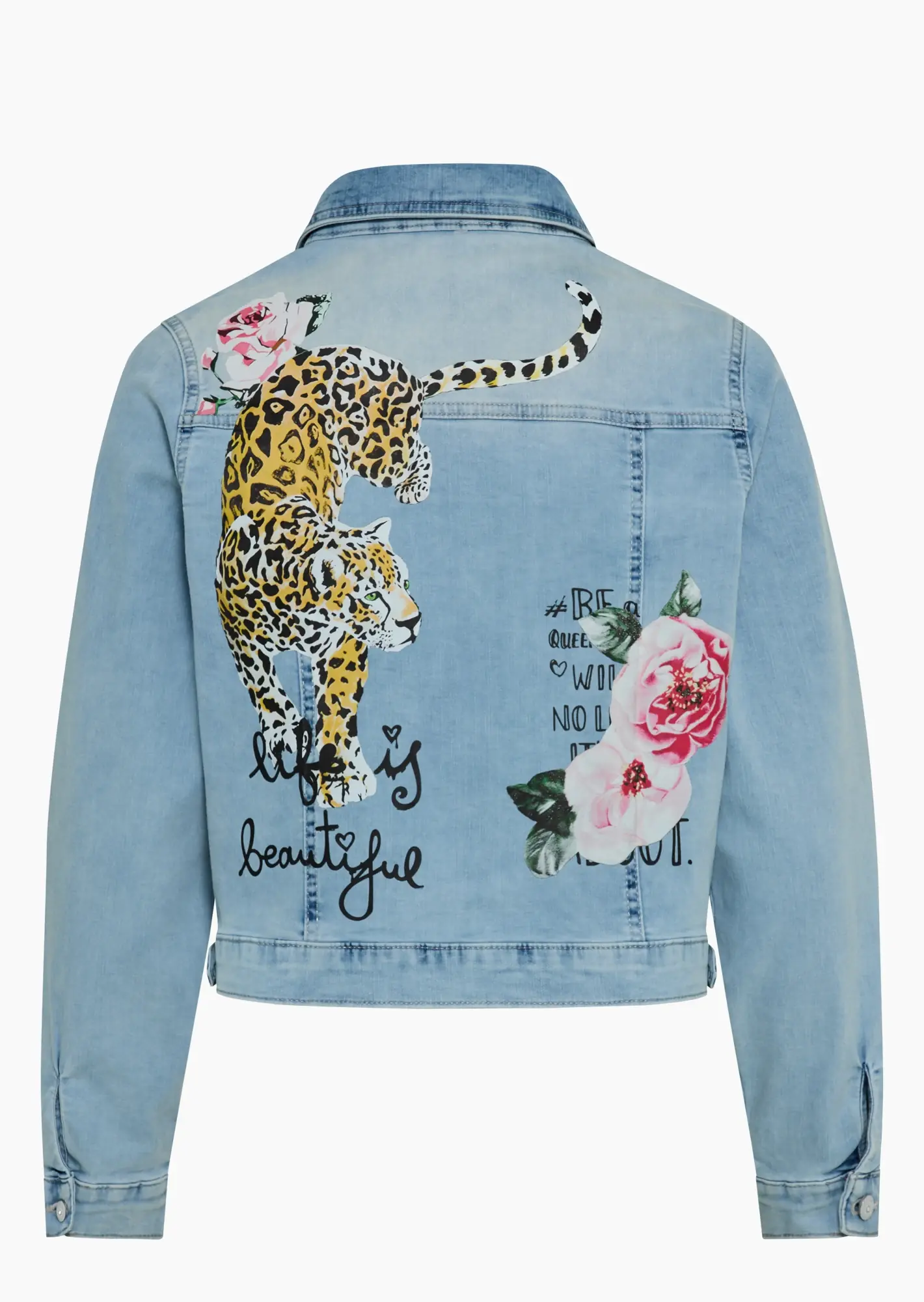 Jeansjacke mit Leopardenprint, light blue denim