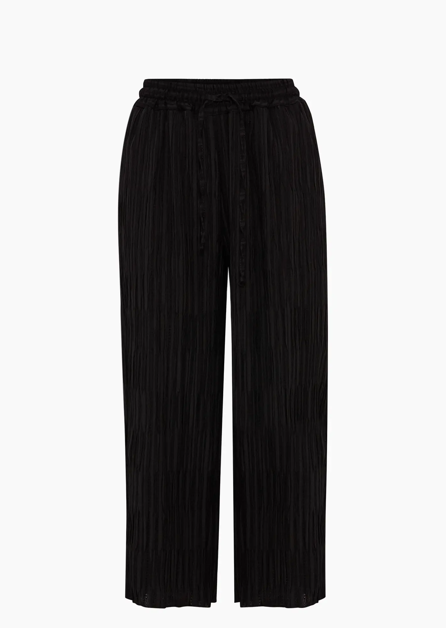 Leichte Wide Leg Hose mit Struktur, schwarz