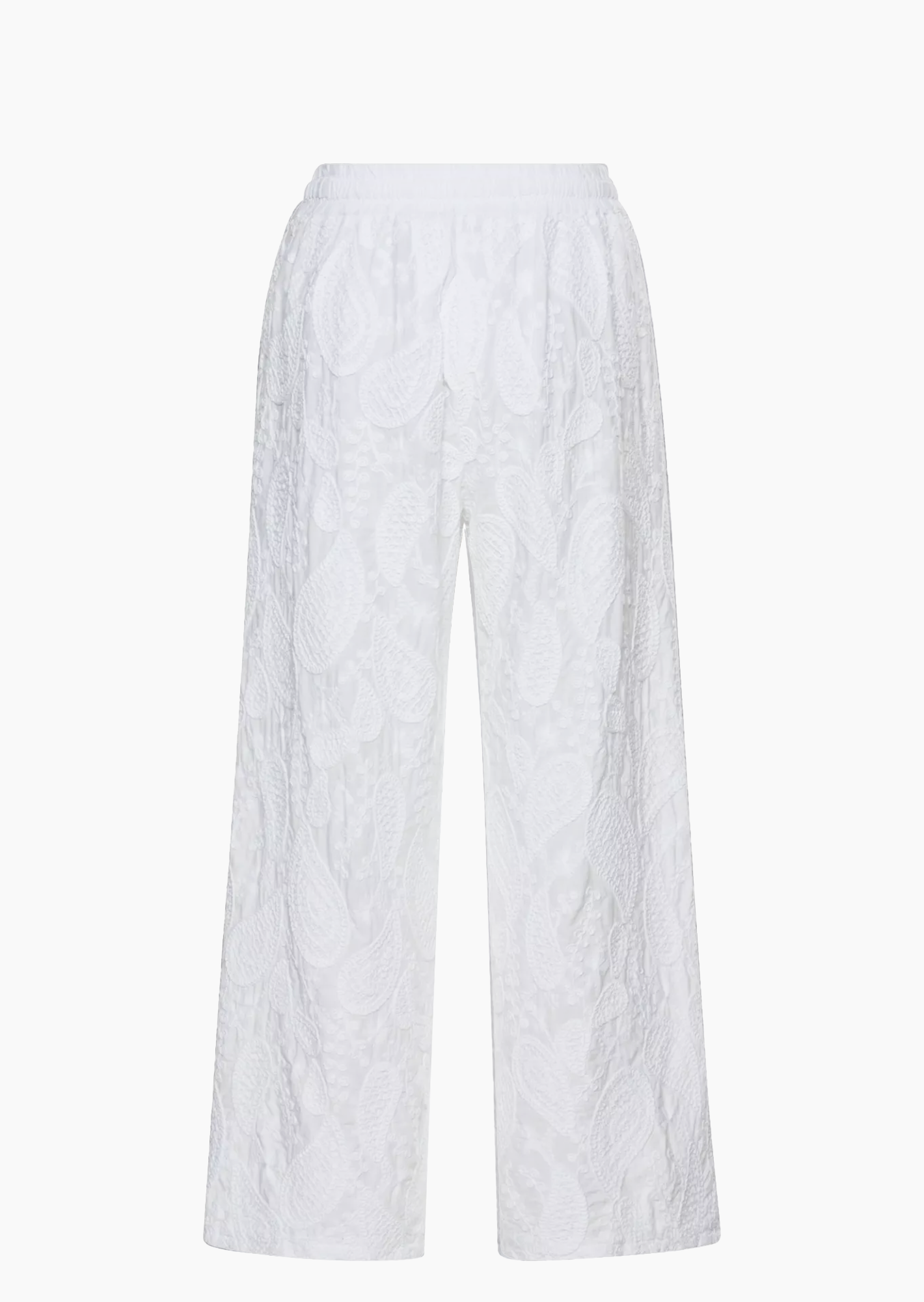 Wide Leg Hose bestickt, weiß