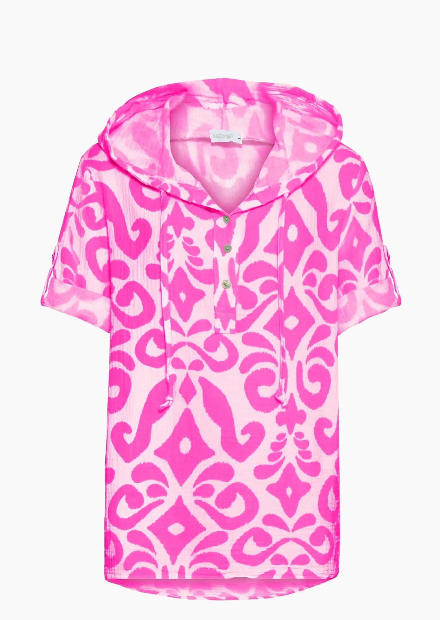Musselinbluse mit Print, pink