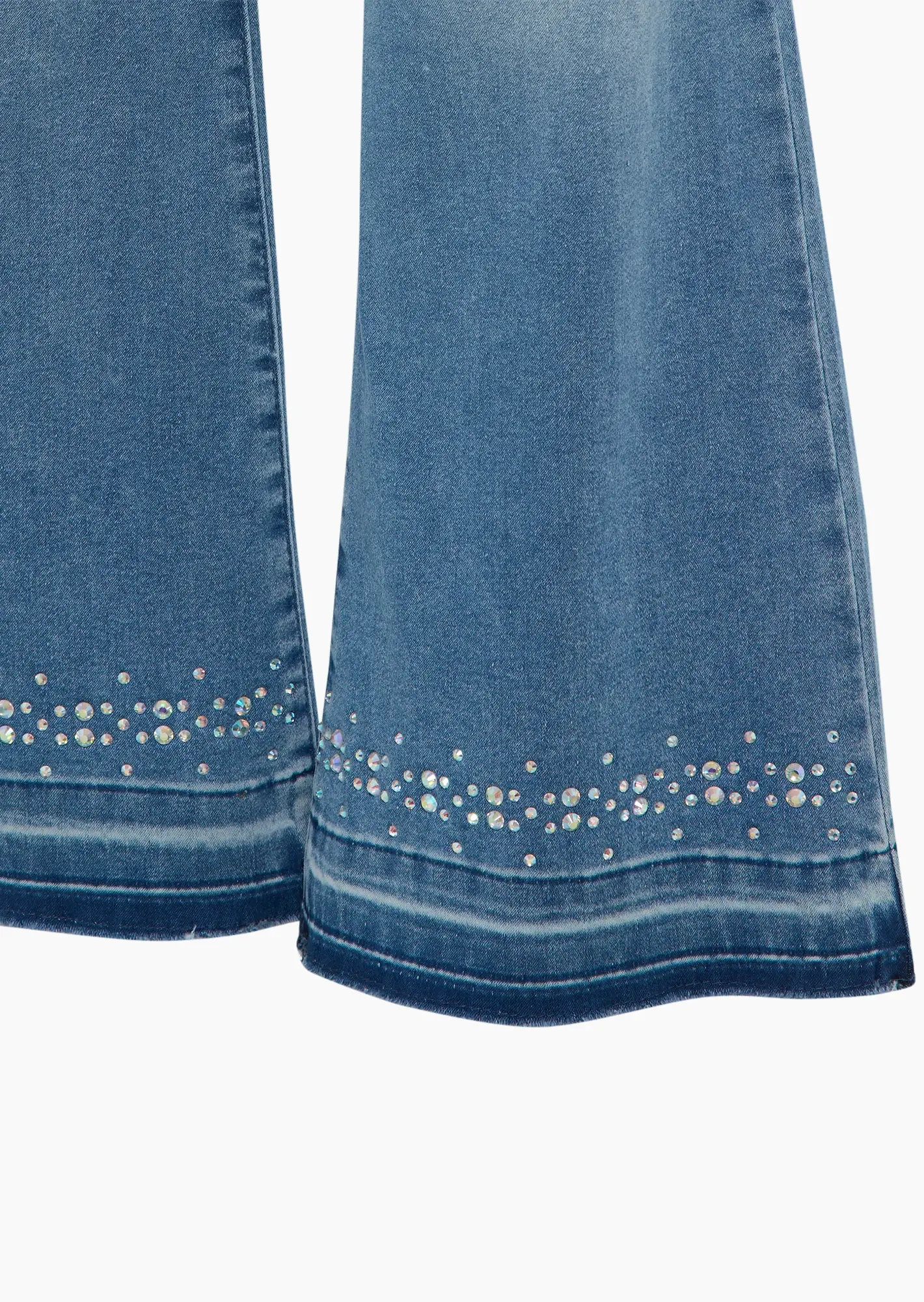 Jeggings im Bootcut-Style 'Ziersteine', light blue denim