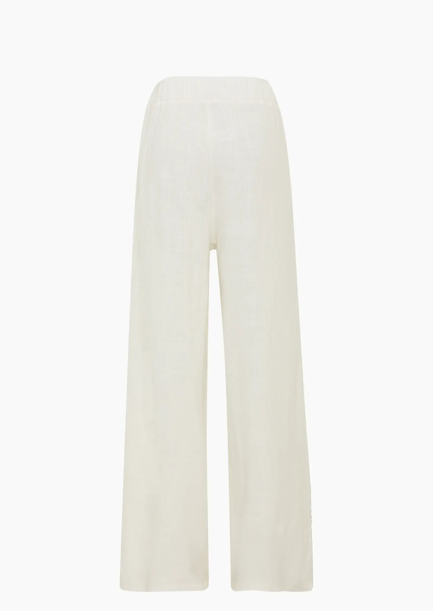 Leinen-Tencel-Wide Leg Hose mit grobem Netz, offwhite