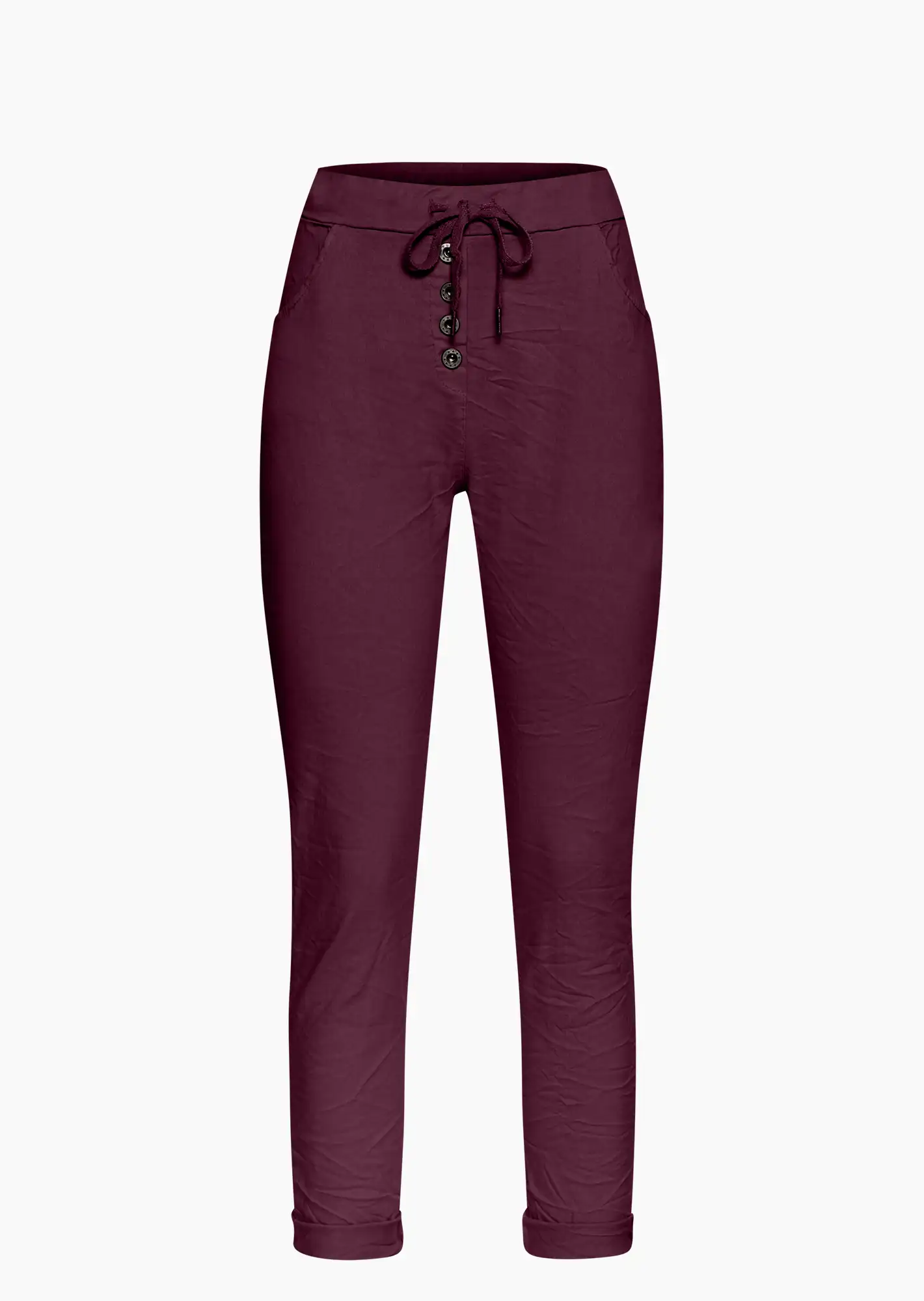 Joggpants mit Knopfleiste, burgund