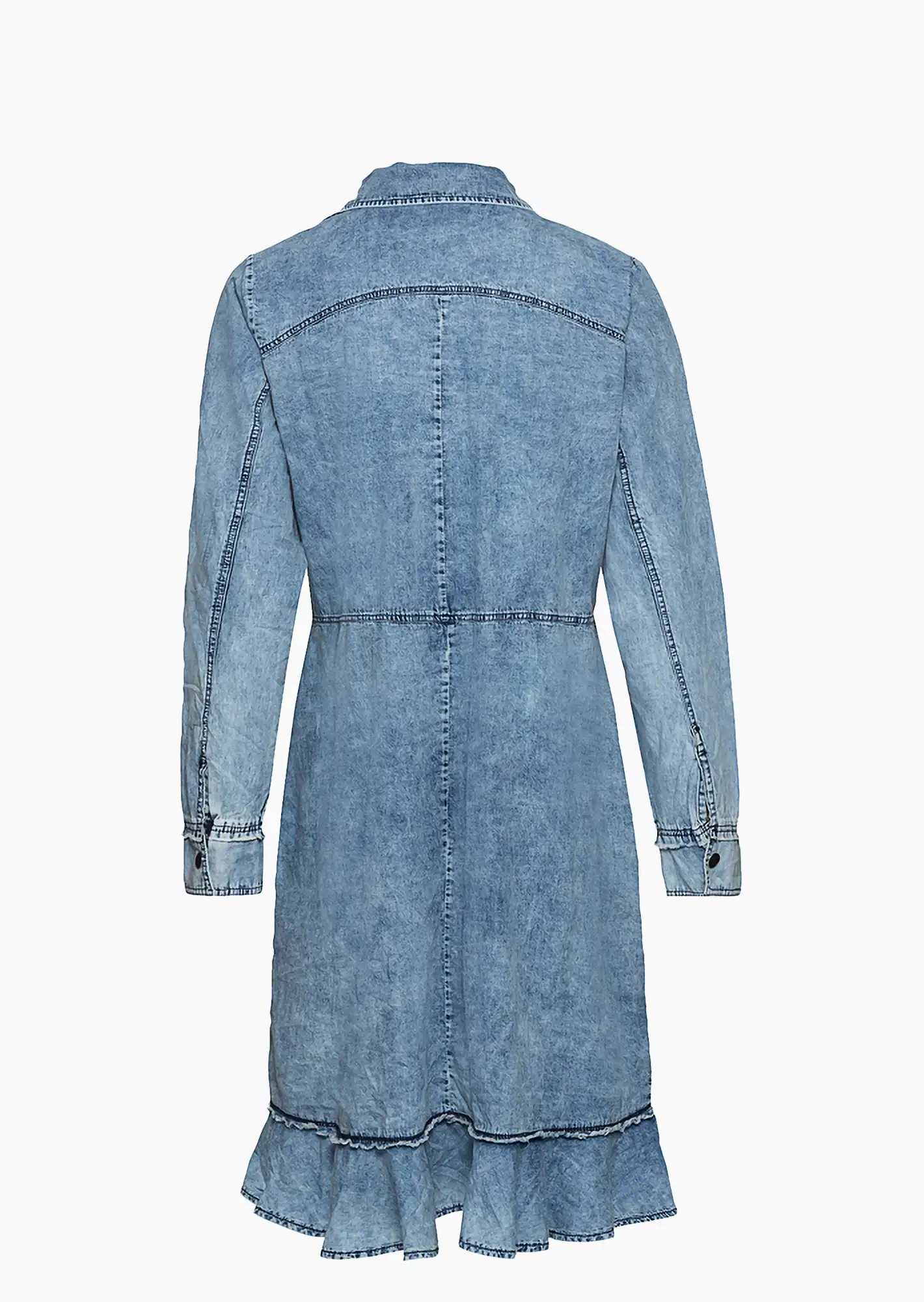 Denim-Mantel mit Volant, bleached denim