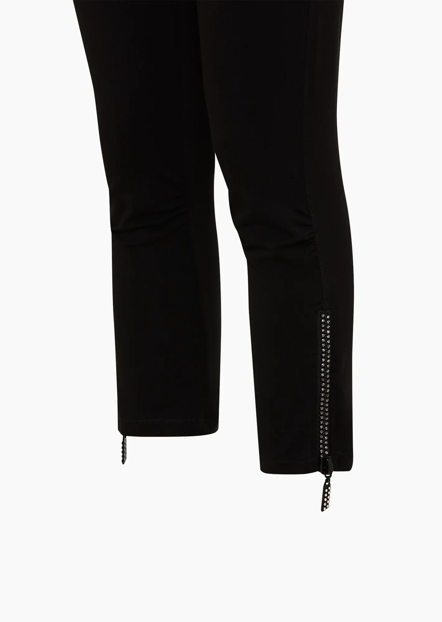 Capri-Leggings mit Glitzer-Reißverschluss, schwarz