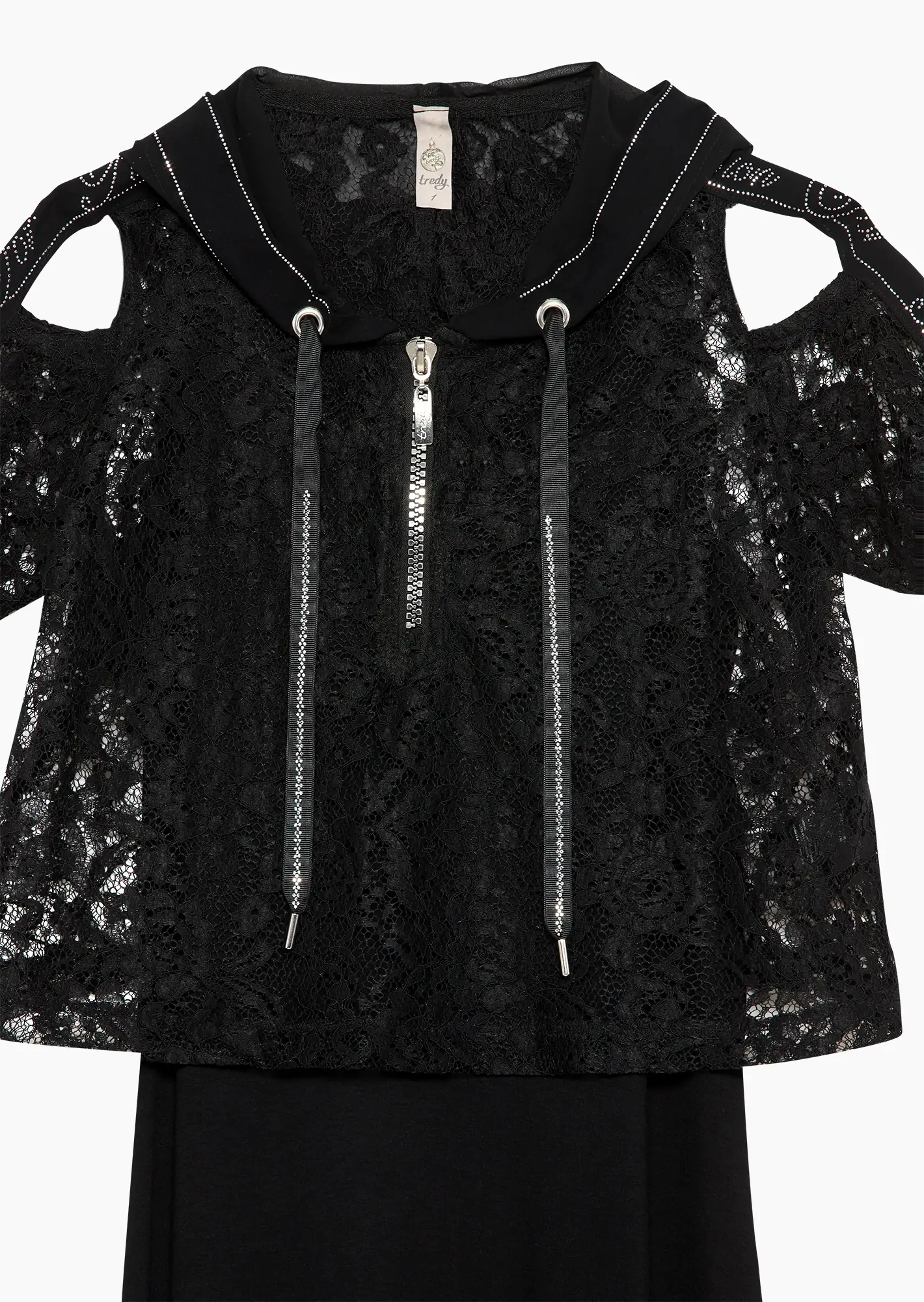 2 in 1 Kleid mit Spitze, schwarz