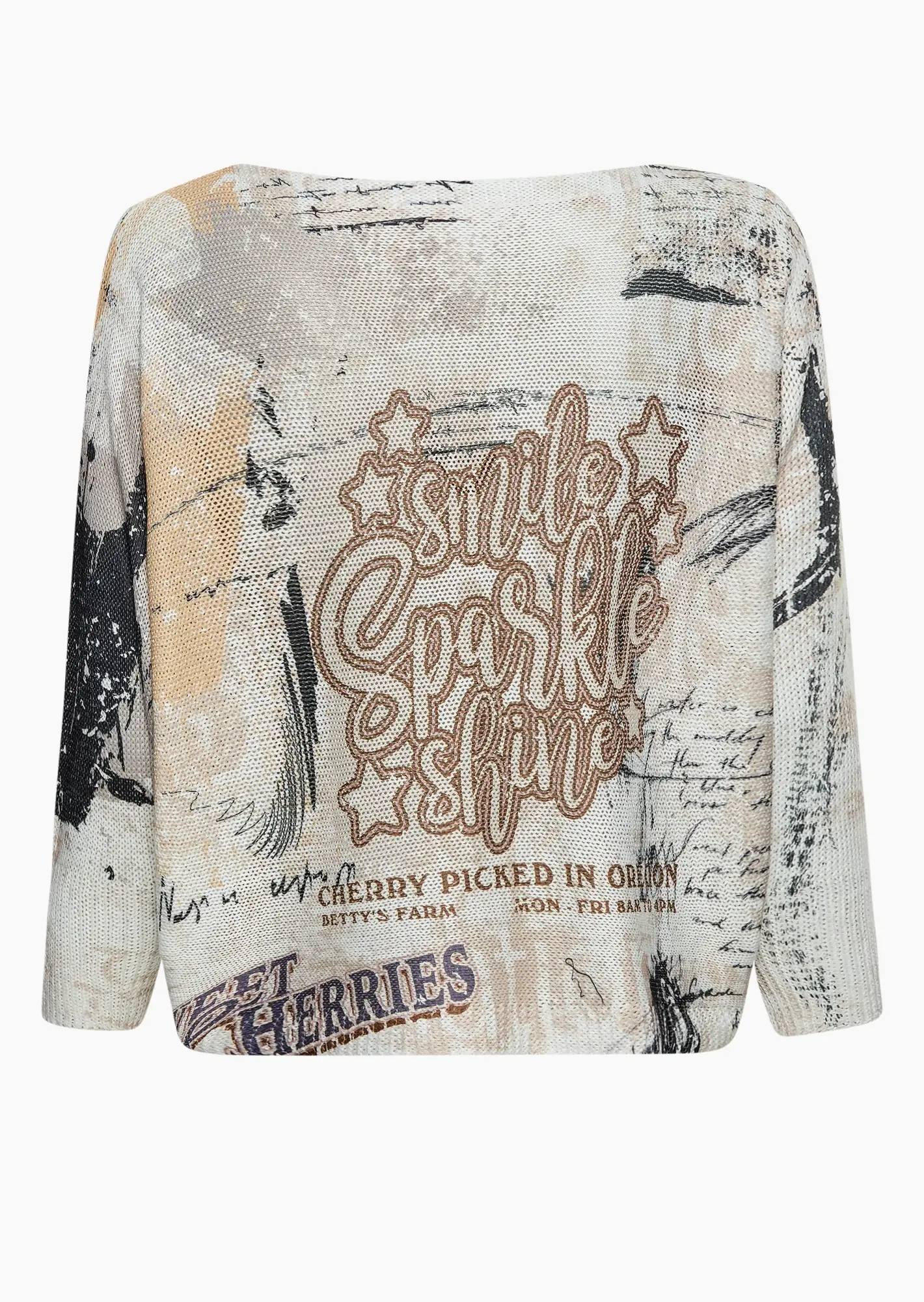 Print-Pulli im Vintage-Look, offwhite