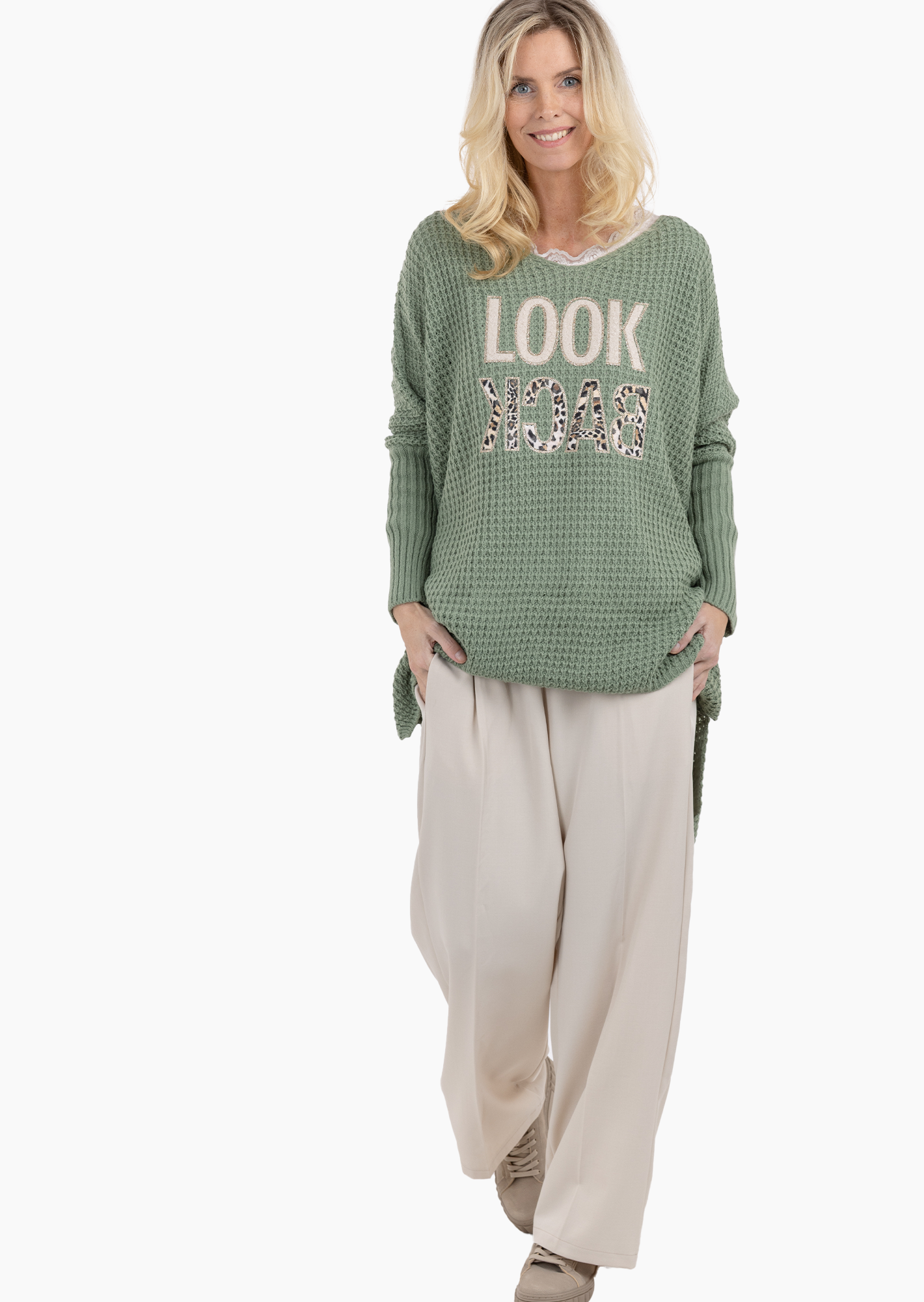 Wide Leg Hose, crema