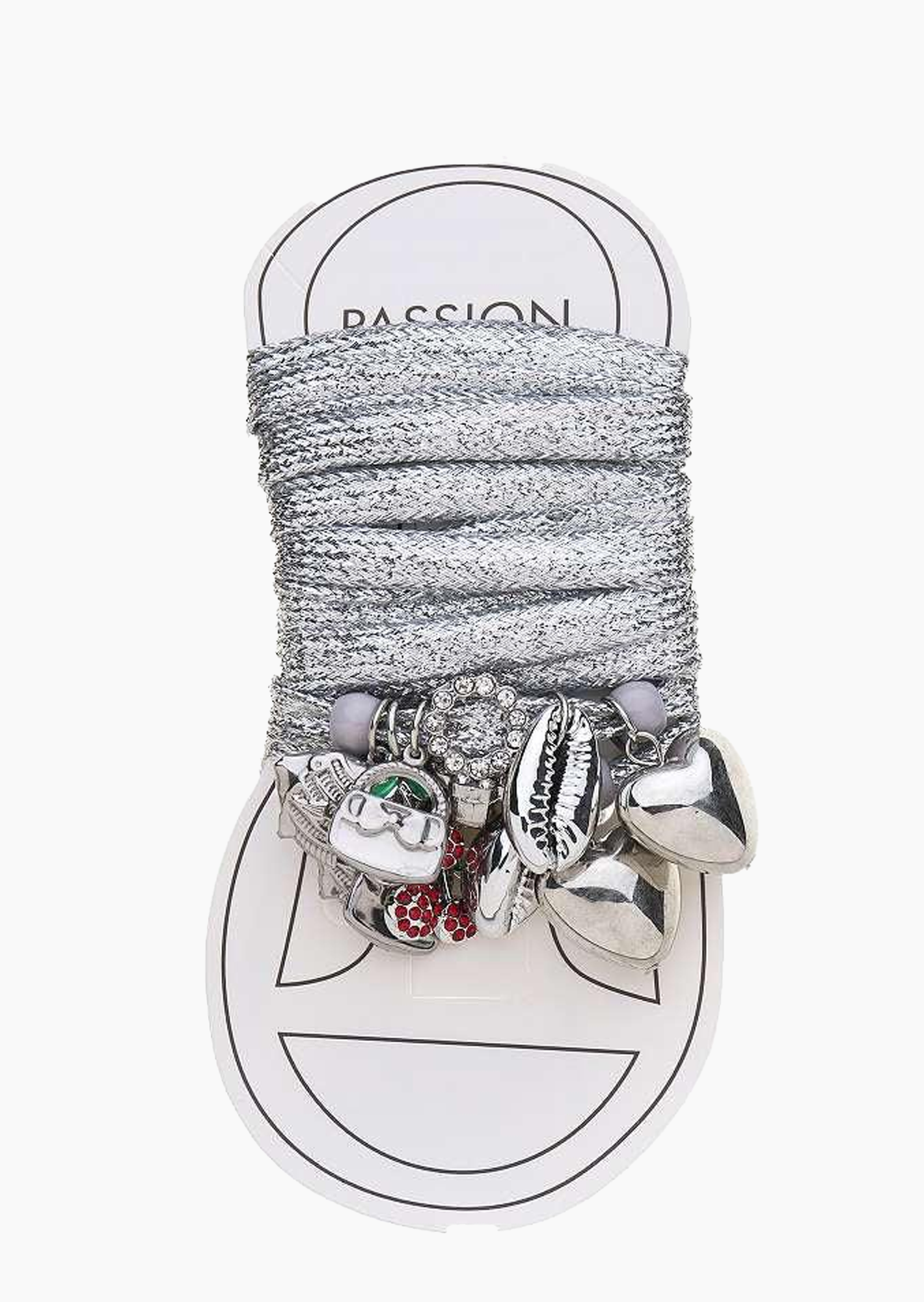 Schnürsenkel mit Schmuckelementen, silber