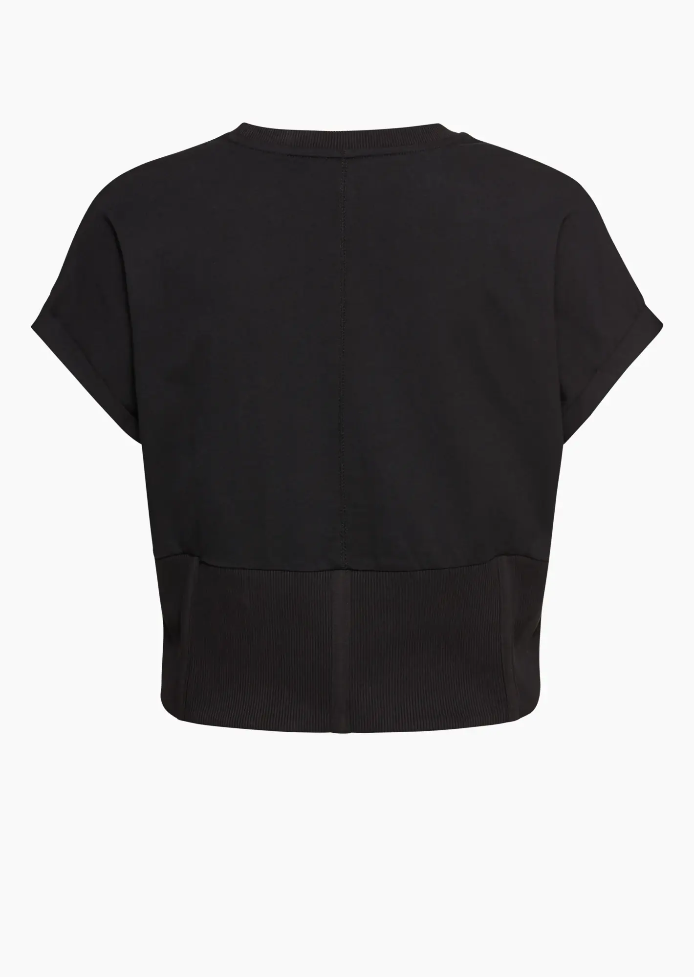 Croppped Shirt mit breitem Bündchen, schwarz