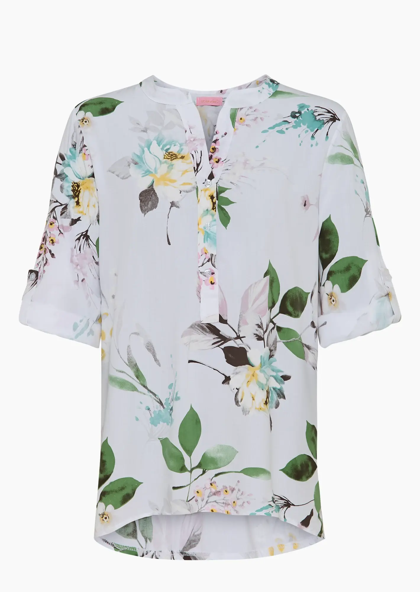 Bluse mit floralem Print, weiß