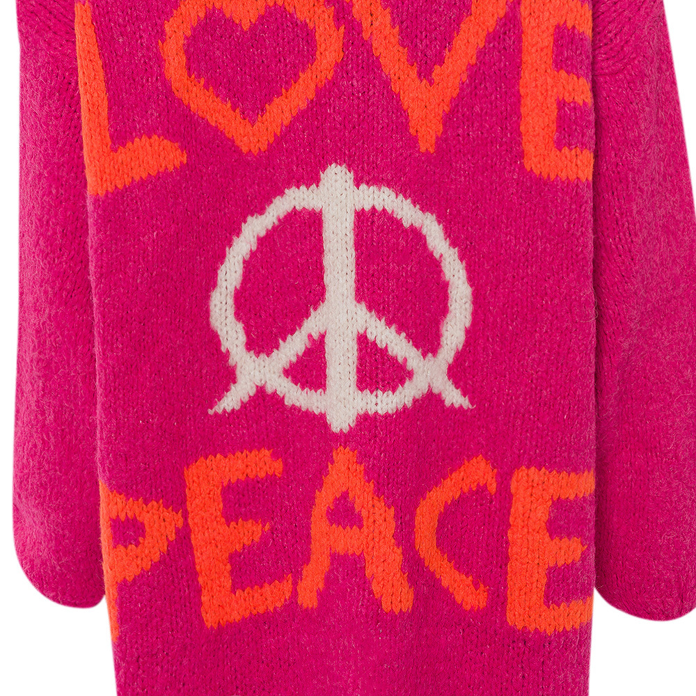 Strickjacke mit Lettering, pink flash