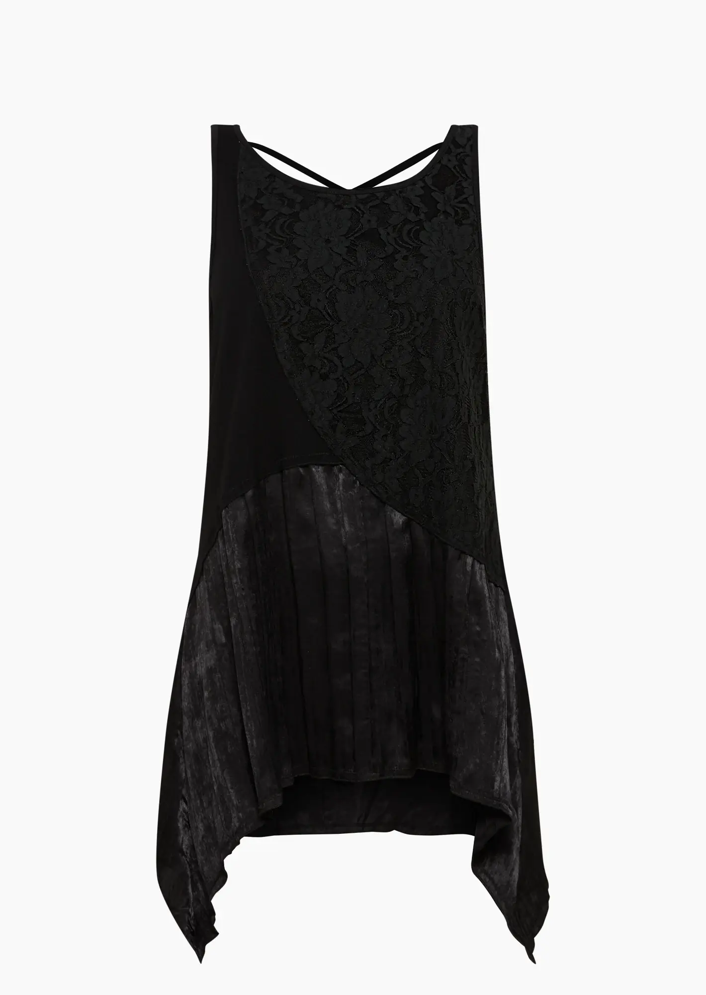 stylisches Top mit Spitze, schwarz