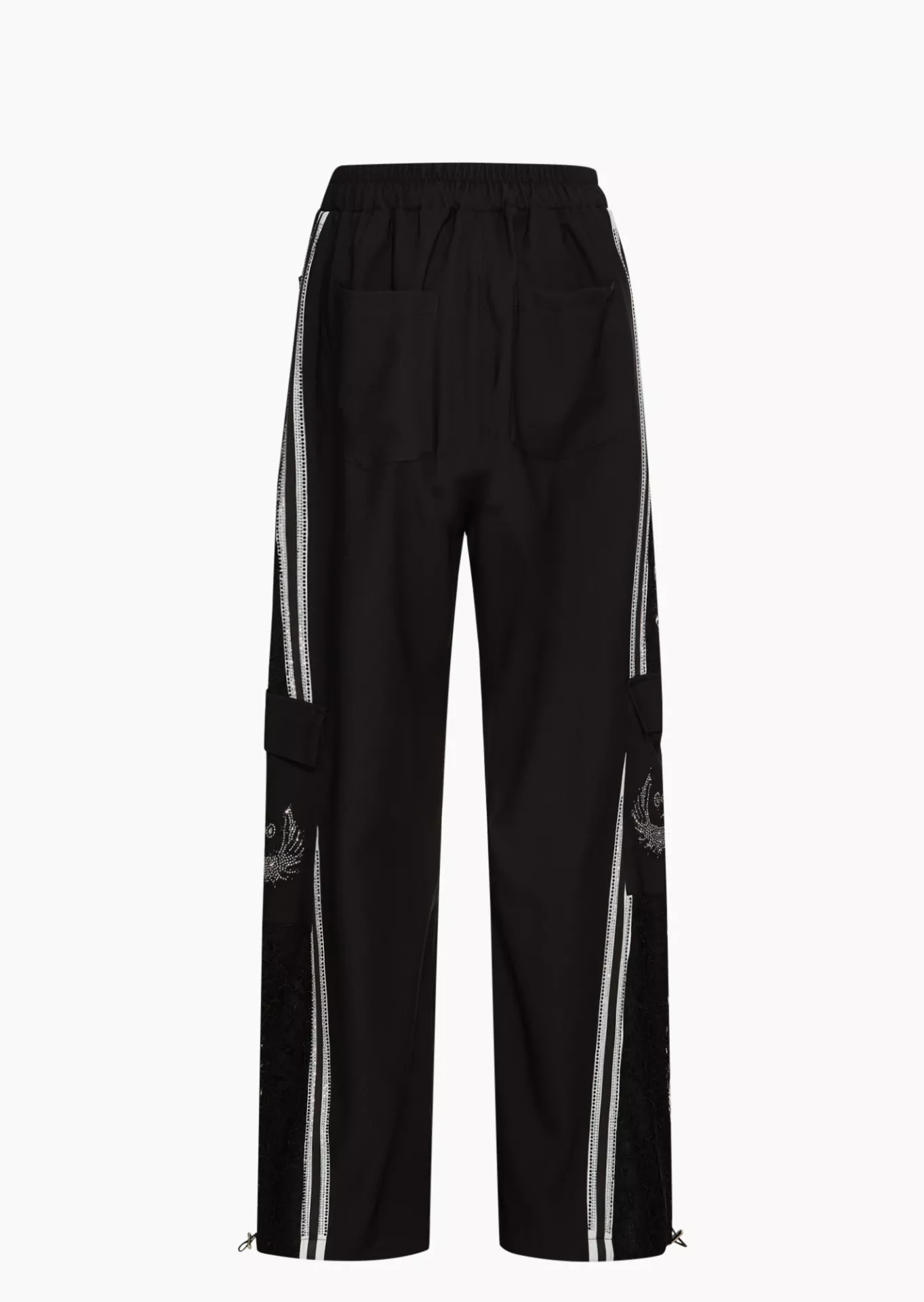 Hose Wide Leg mit dekorativen Details, schwarz
