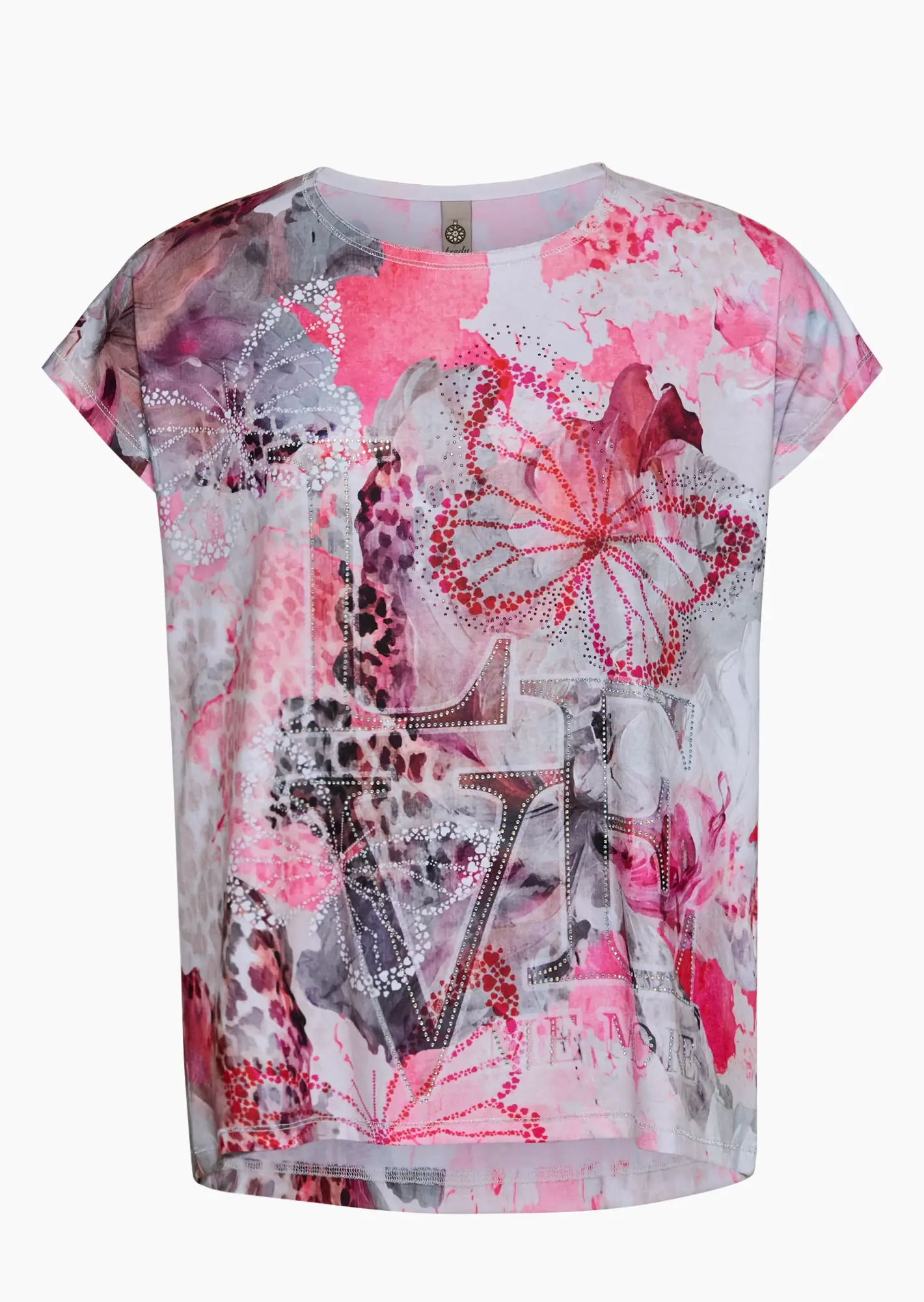 Shirt mit Lettering aus Ziersteinen,