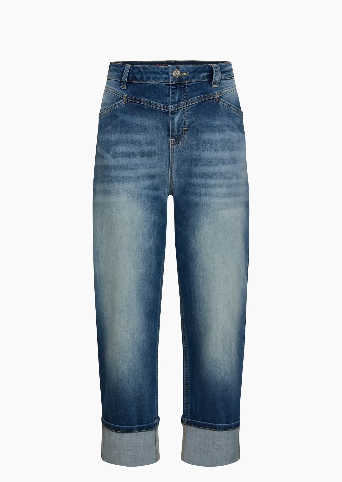 Wide Leg Jeans mit Turn-up Saum, blue denim
