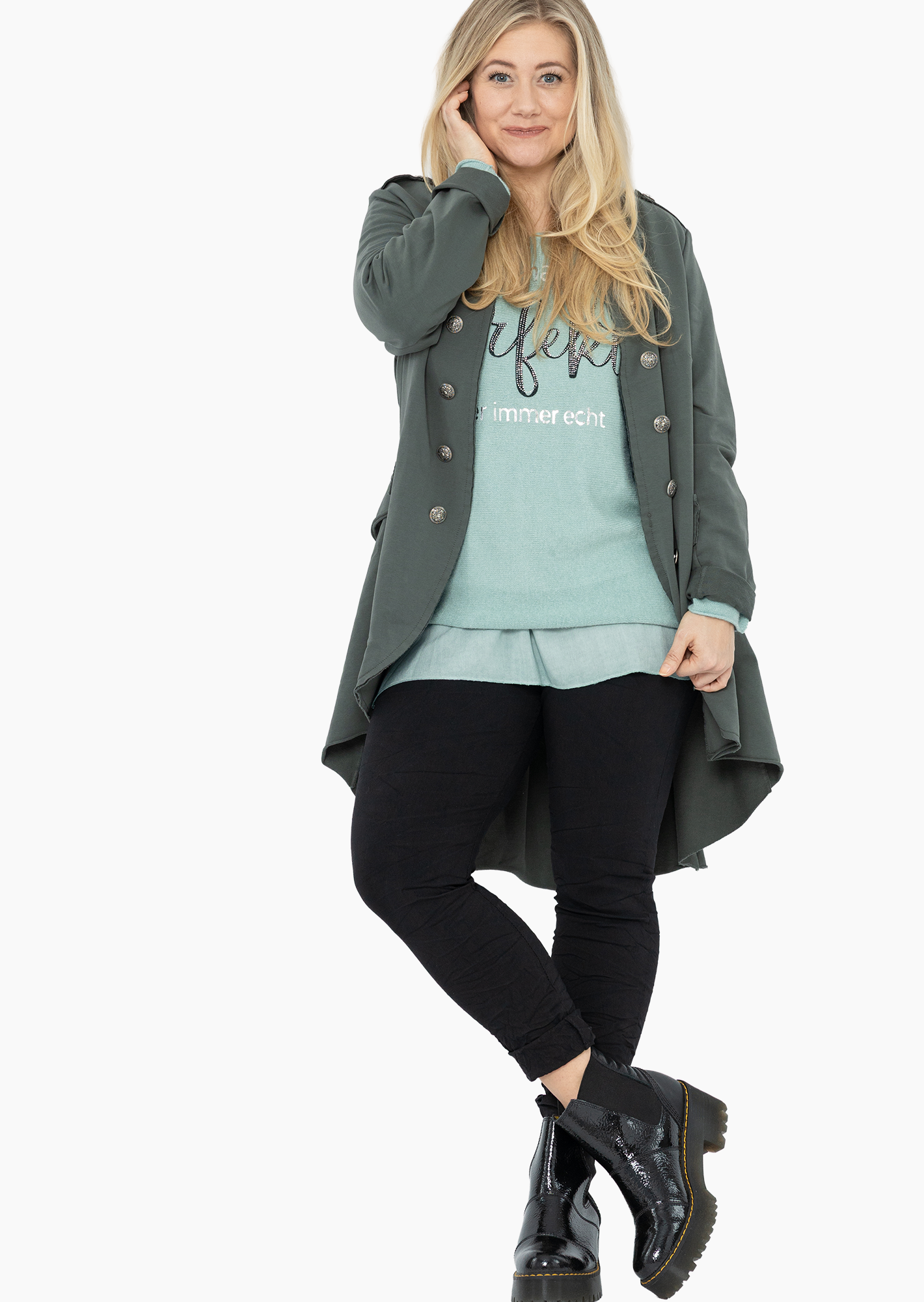 Blazer im Military-Style, oliv
