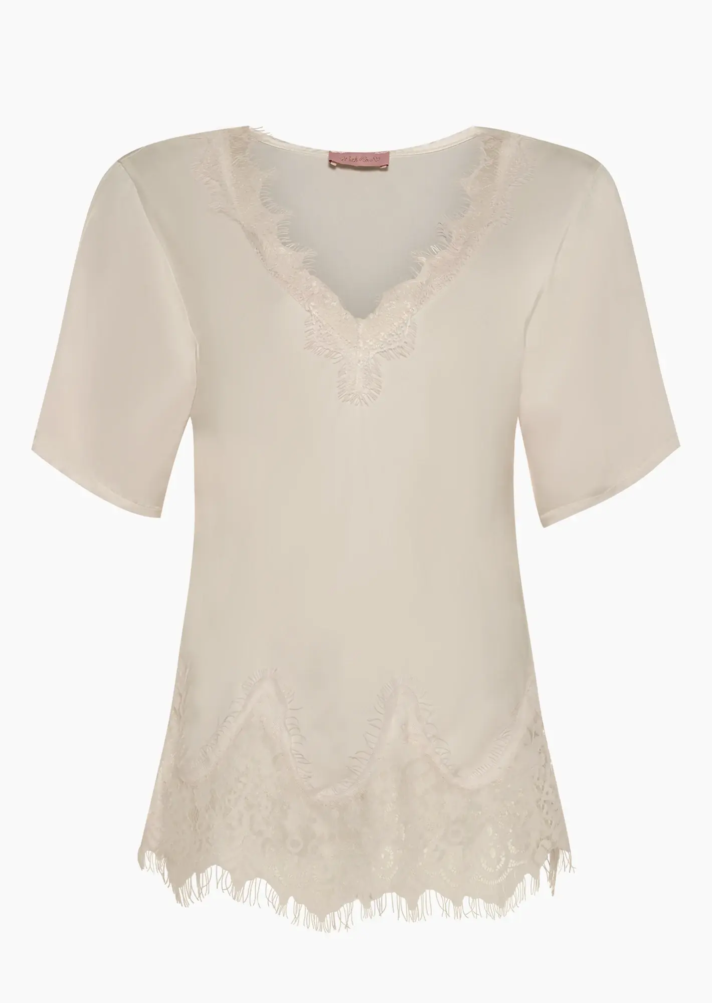 Shirt aus Viskose-Satin, crema
