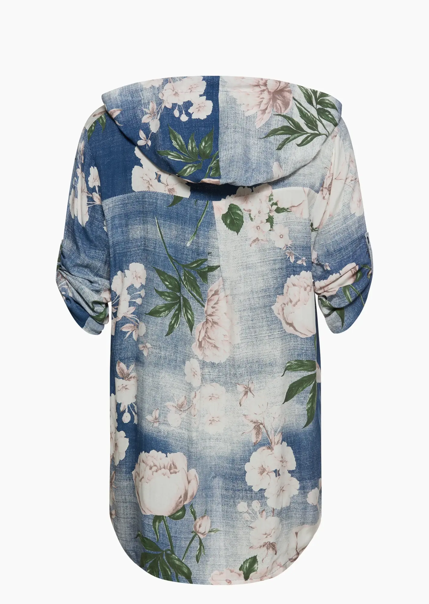 Bluse im floralen Alloverprint, blau