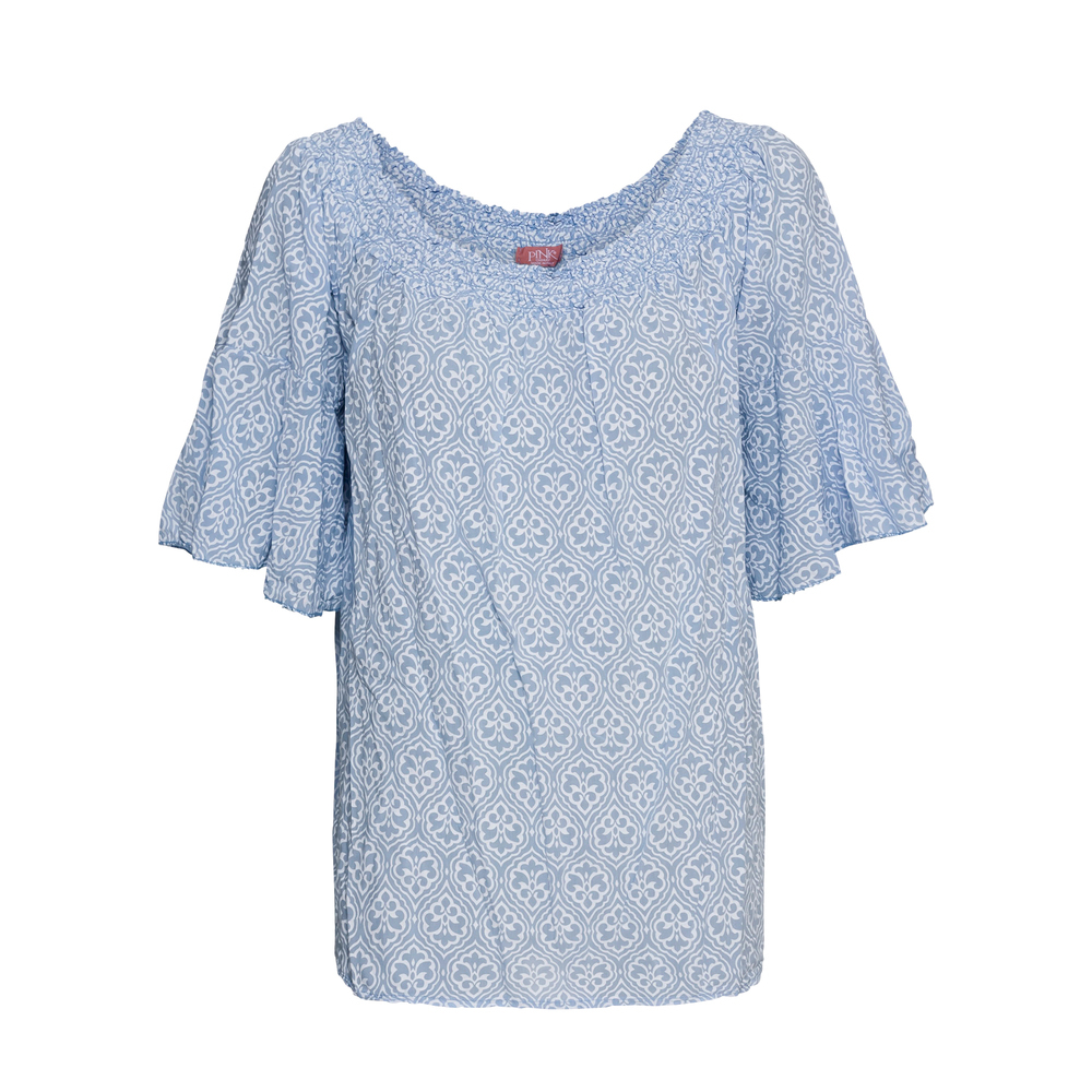 Bluse mit Carmen-Ausschnitt, eiskristall