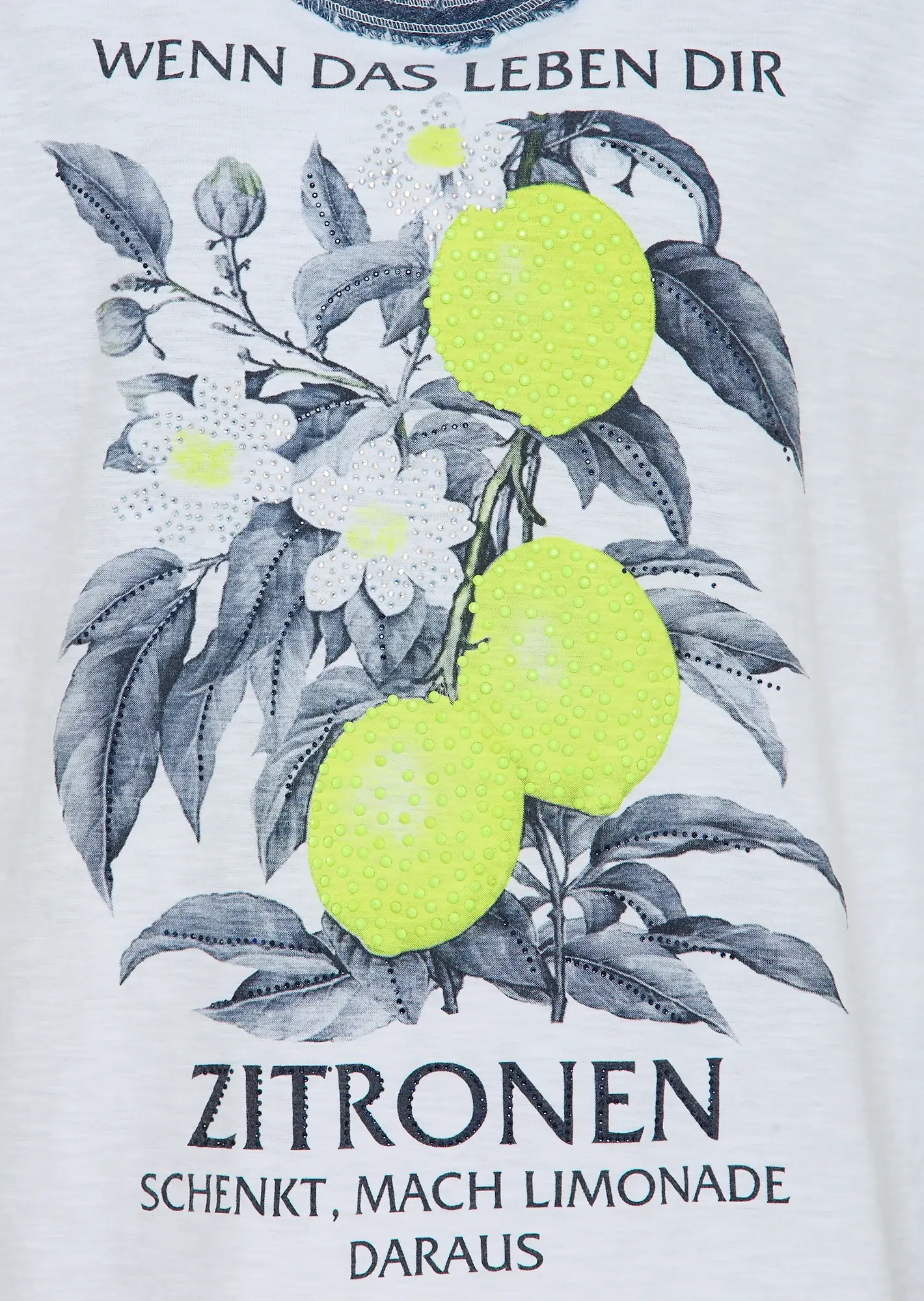Shirt mit Denim-Details, weiss