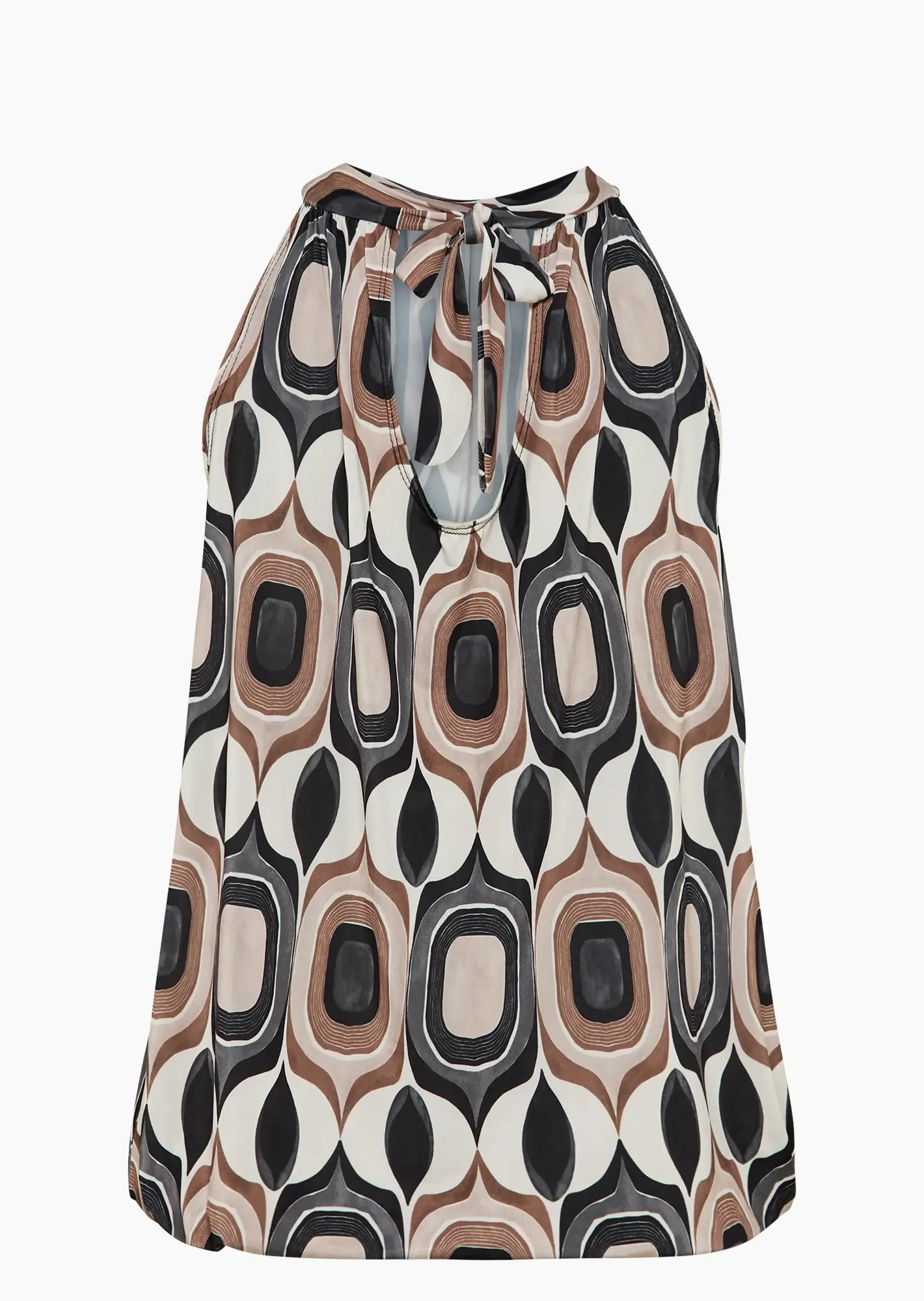 Neckholdertop gemustert, schwarz-taupe