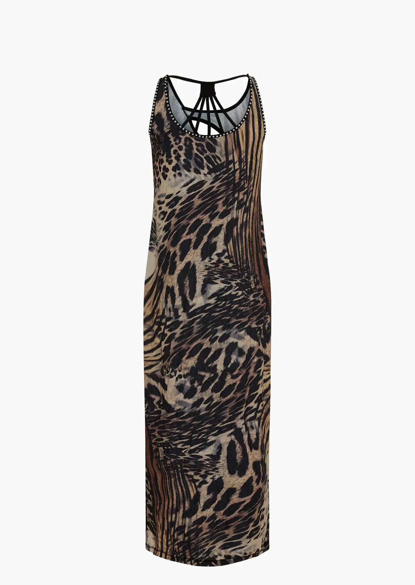 figurbetontes Kleid im Animalprint, beige