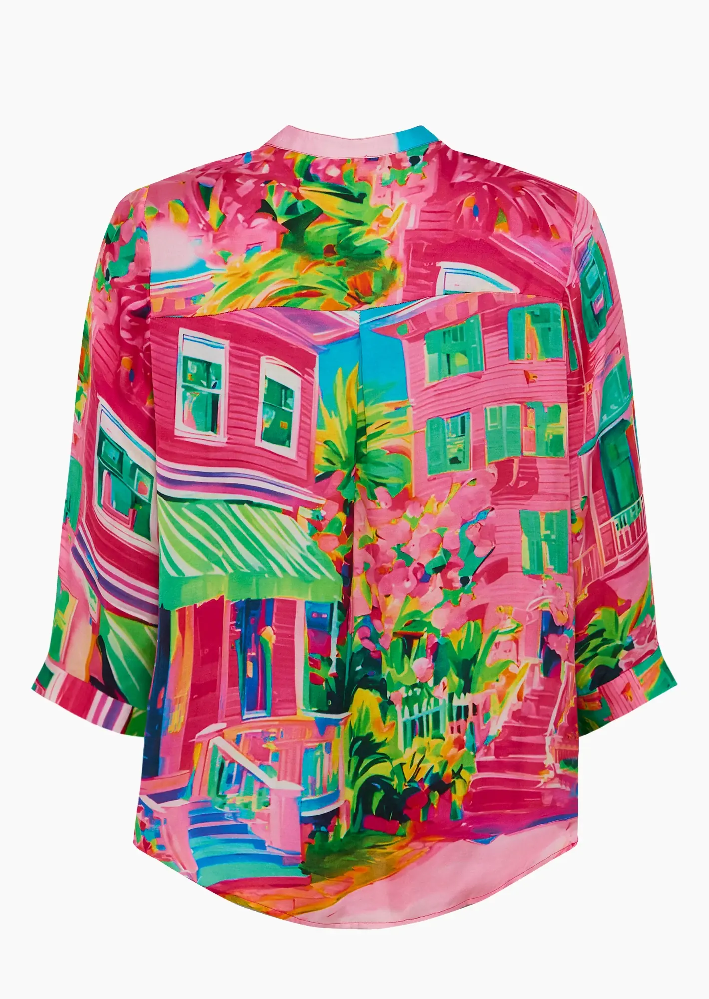 Viskose-Satin-Bluse im farbenfrohen Print, pink