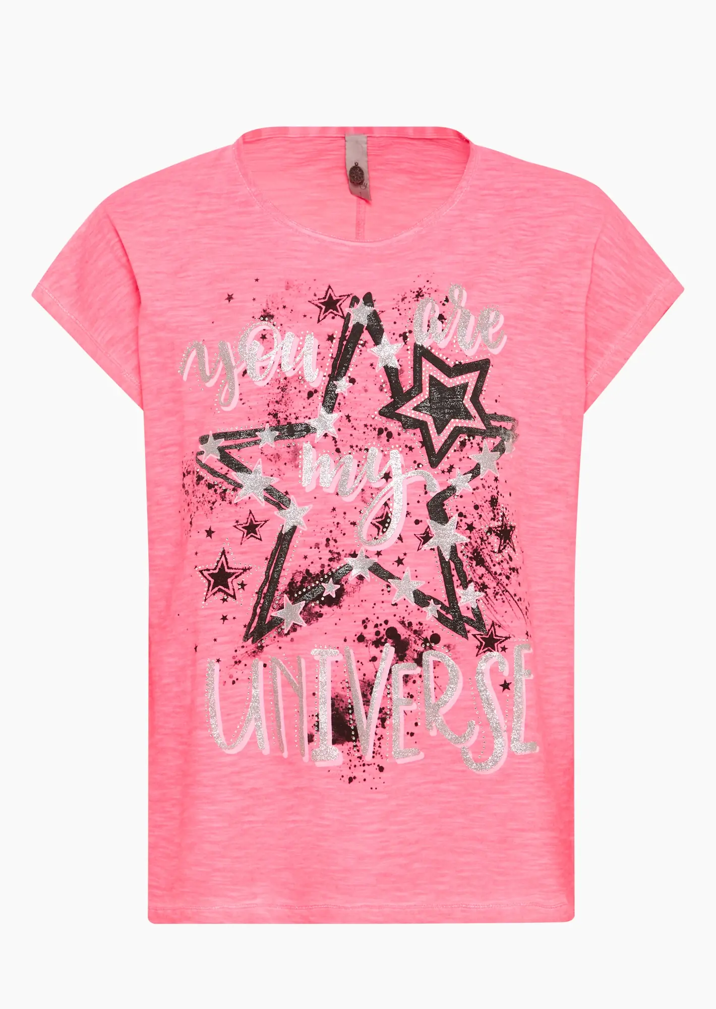 Shirt glitzerndem Schriftzug, neon lobster