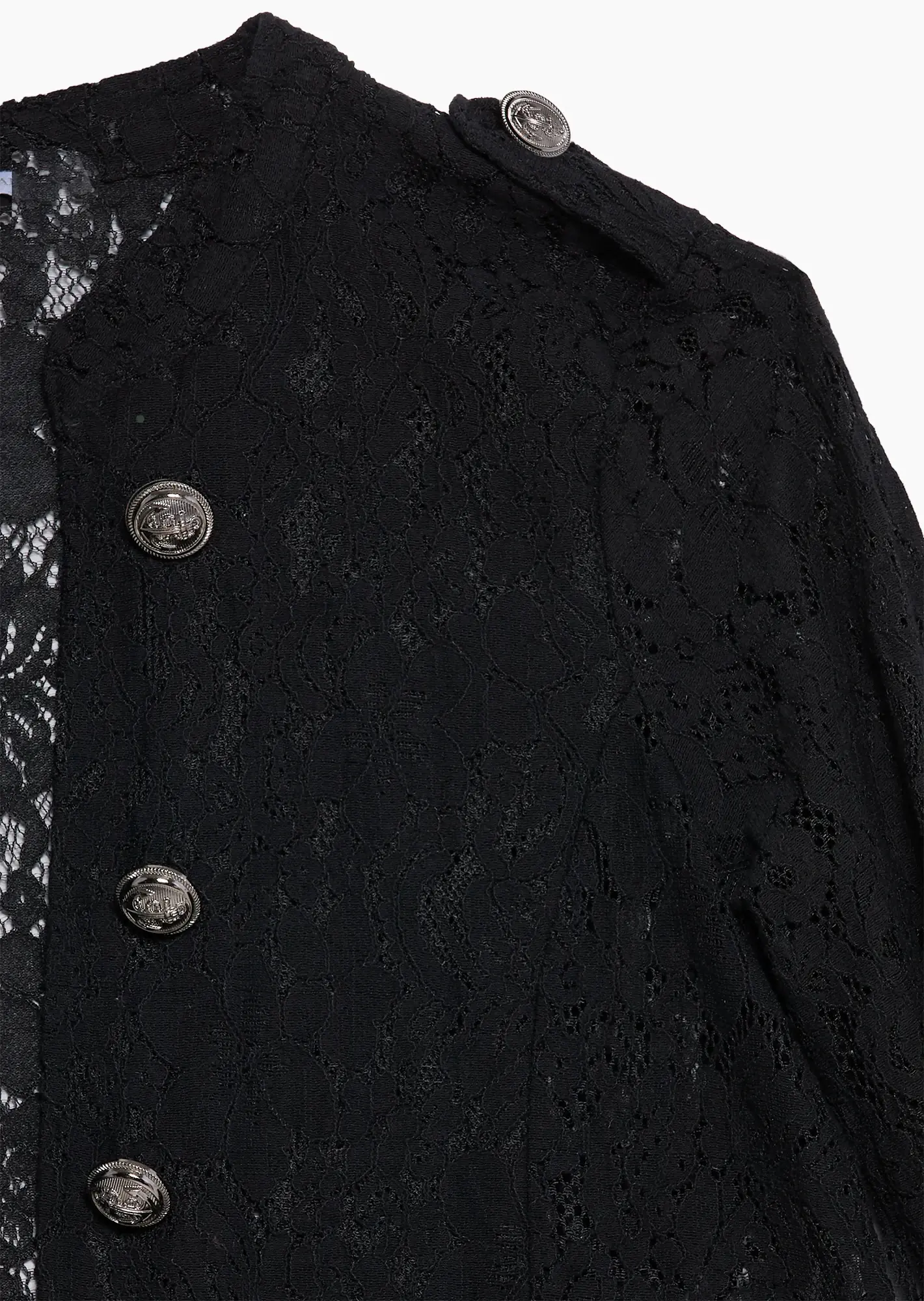 Blazer aus Spitze im Military-Style, schwarz
