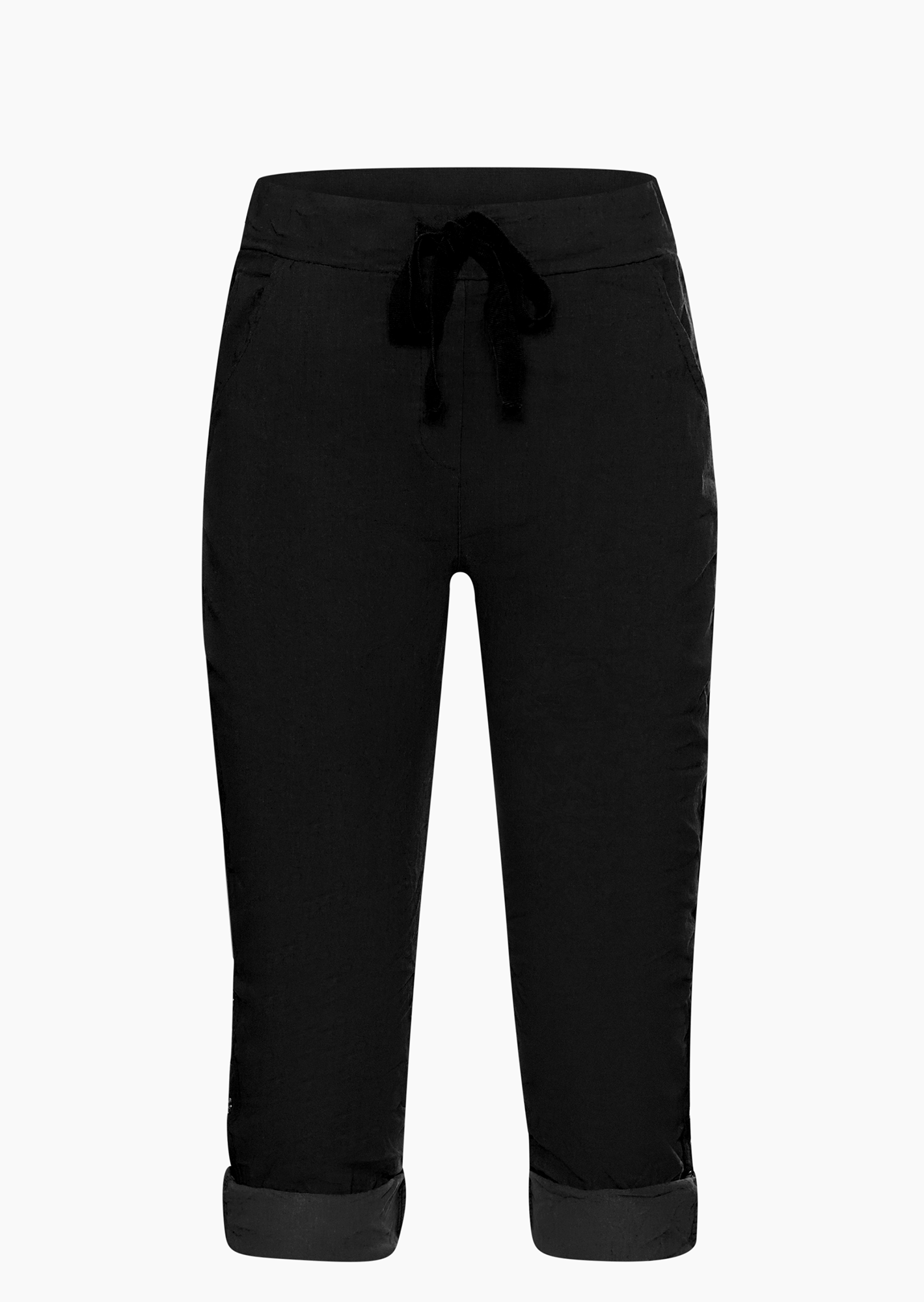 Capri-Joggpants mit Galonstreifen, schwarz