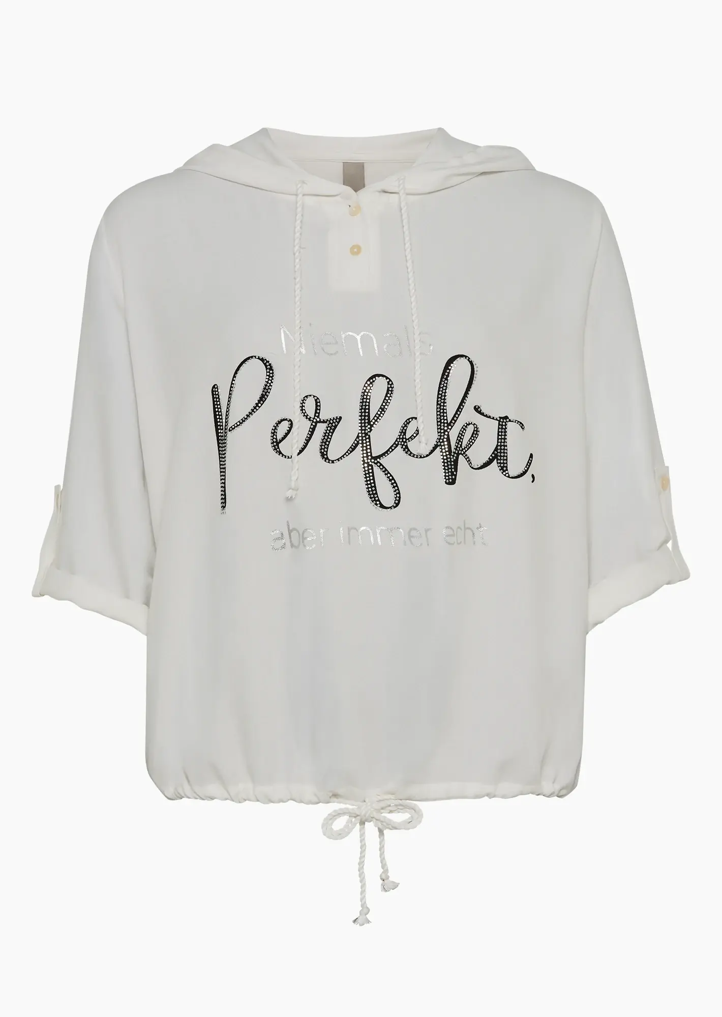 leichte Bluse mit Statement, weiß