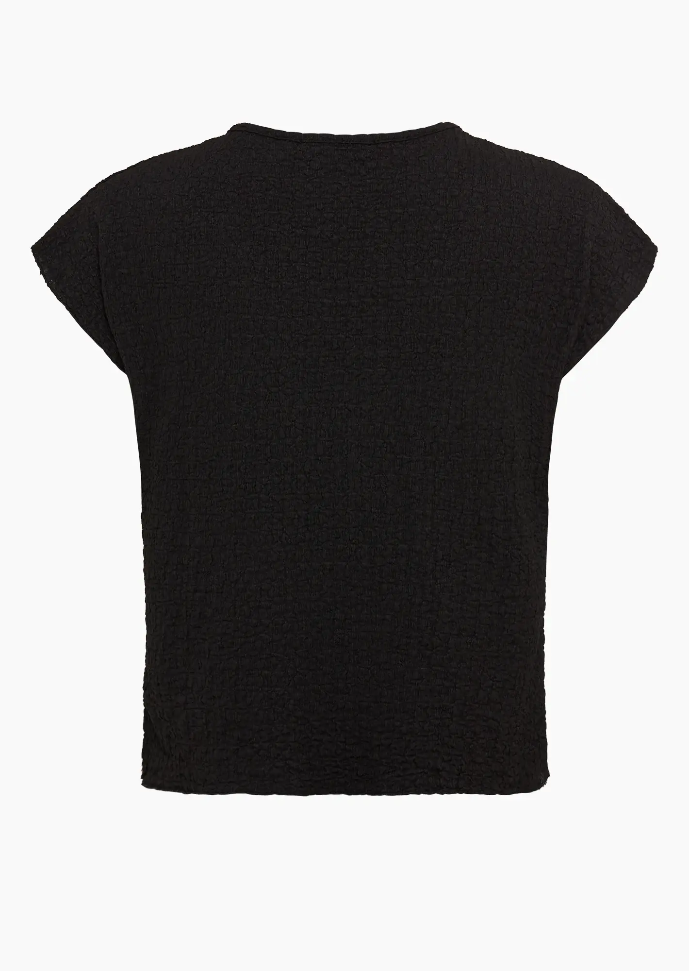 Strukturiertes Shirt mit Reißverschluss, schwarz