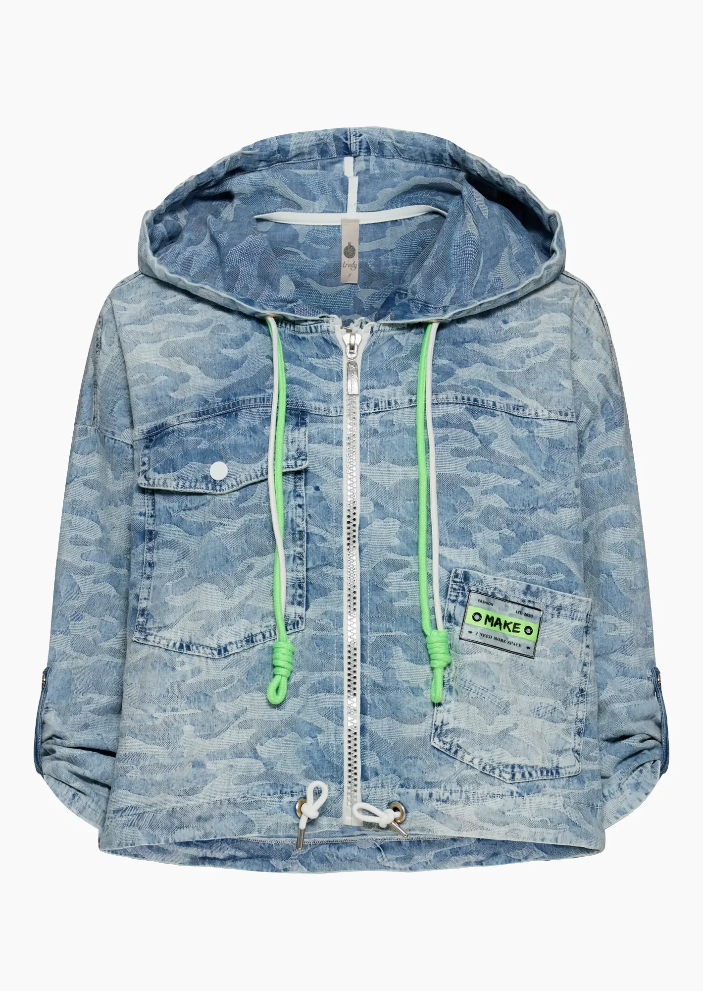 gemusterte Jeansjacke, bleached denim