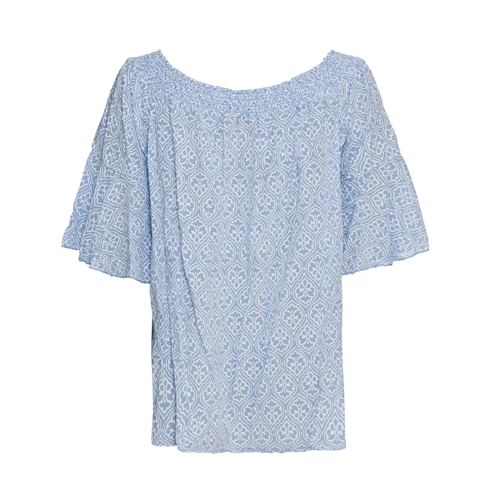 Bluse mit Carmen-Ausschnitt, eiskristall