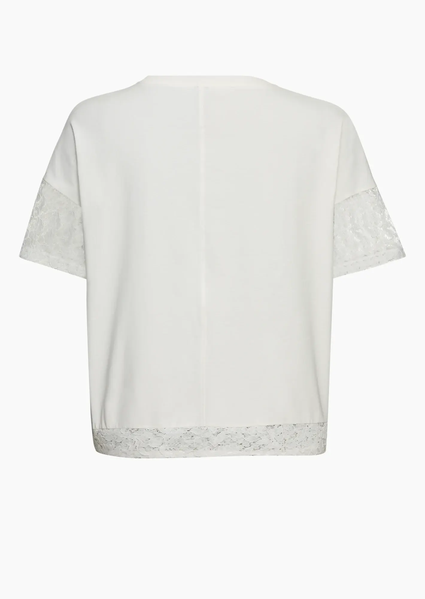 Shirt mit Glitzer- & Spitzedetails, offwhite