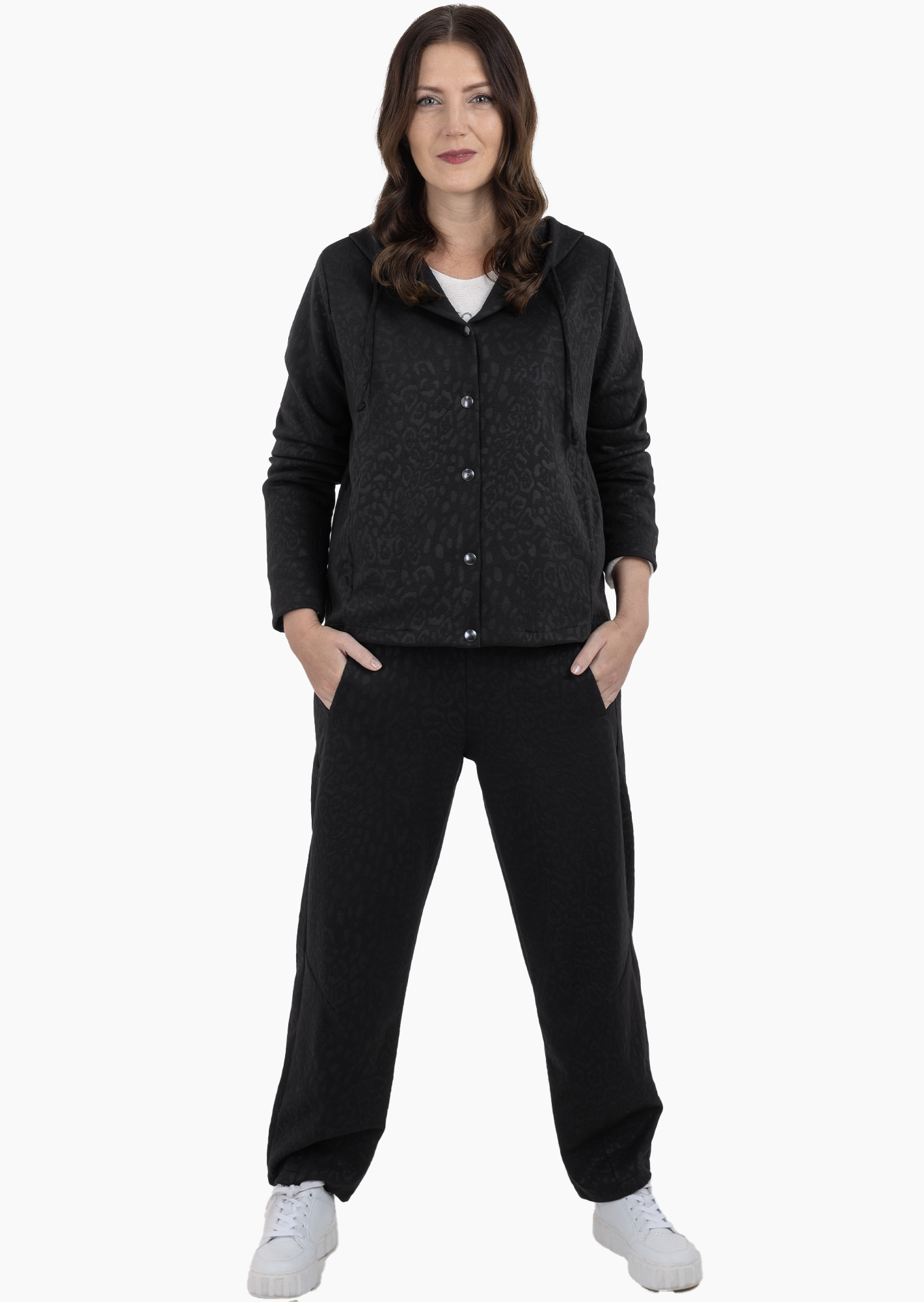 Joggpants mit Leoprägung, schwarz