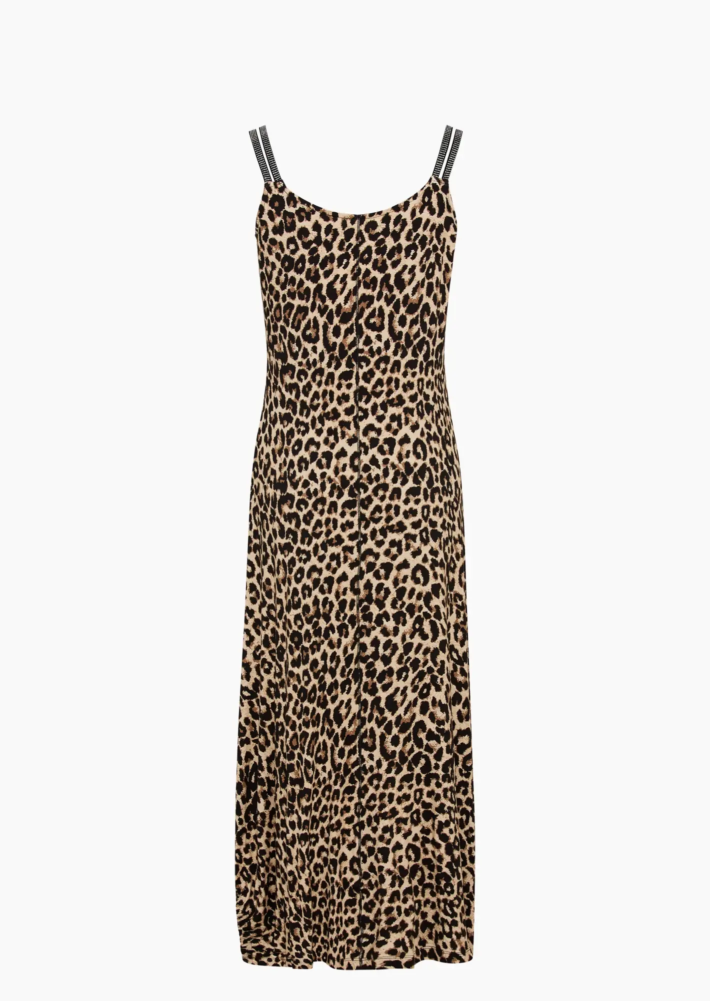 Maxi-Kleid im Leo-Print, crema-schwarz