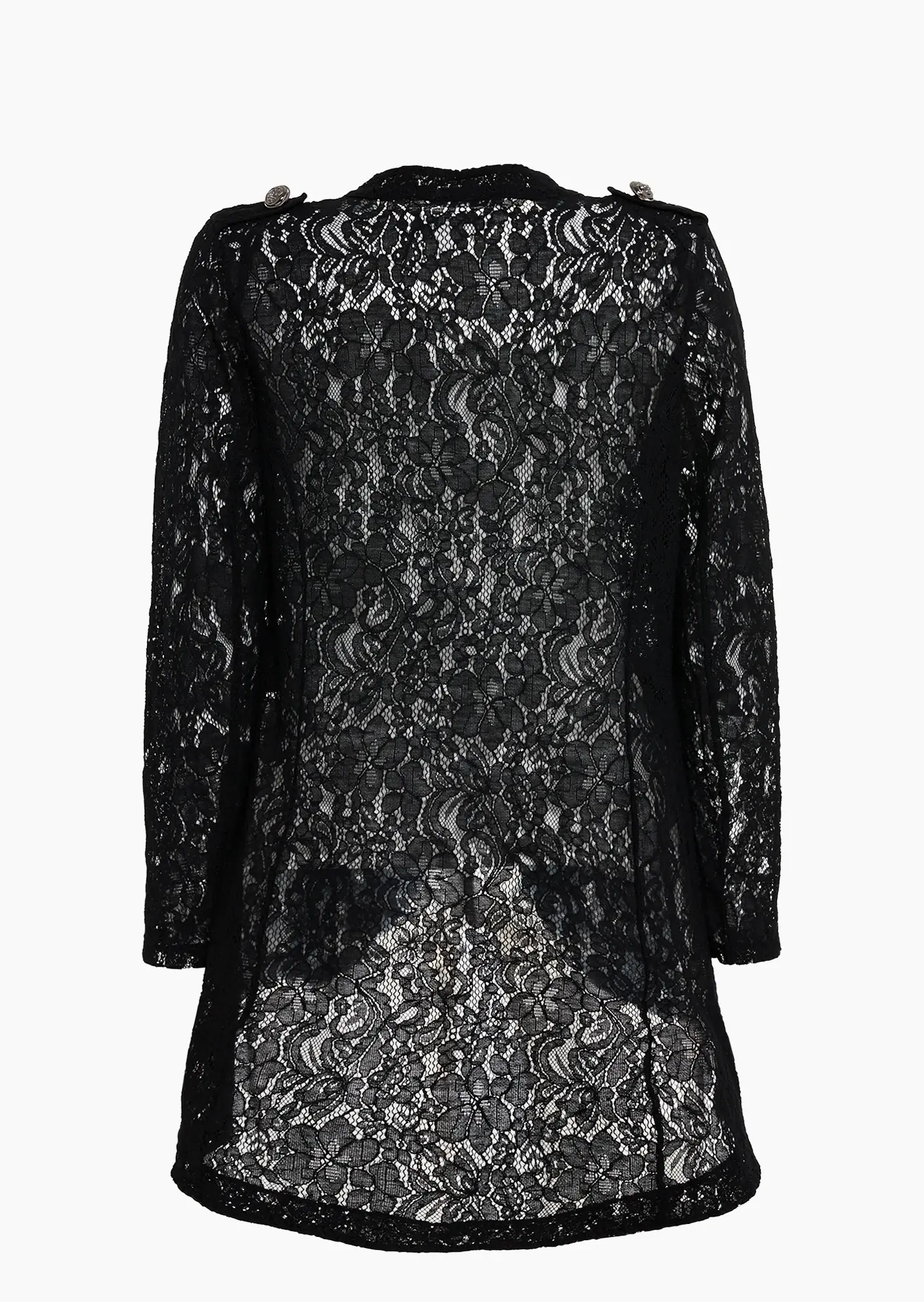 Blazer aus Spitze im Military-Style, schwarz