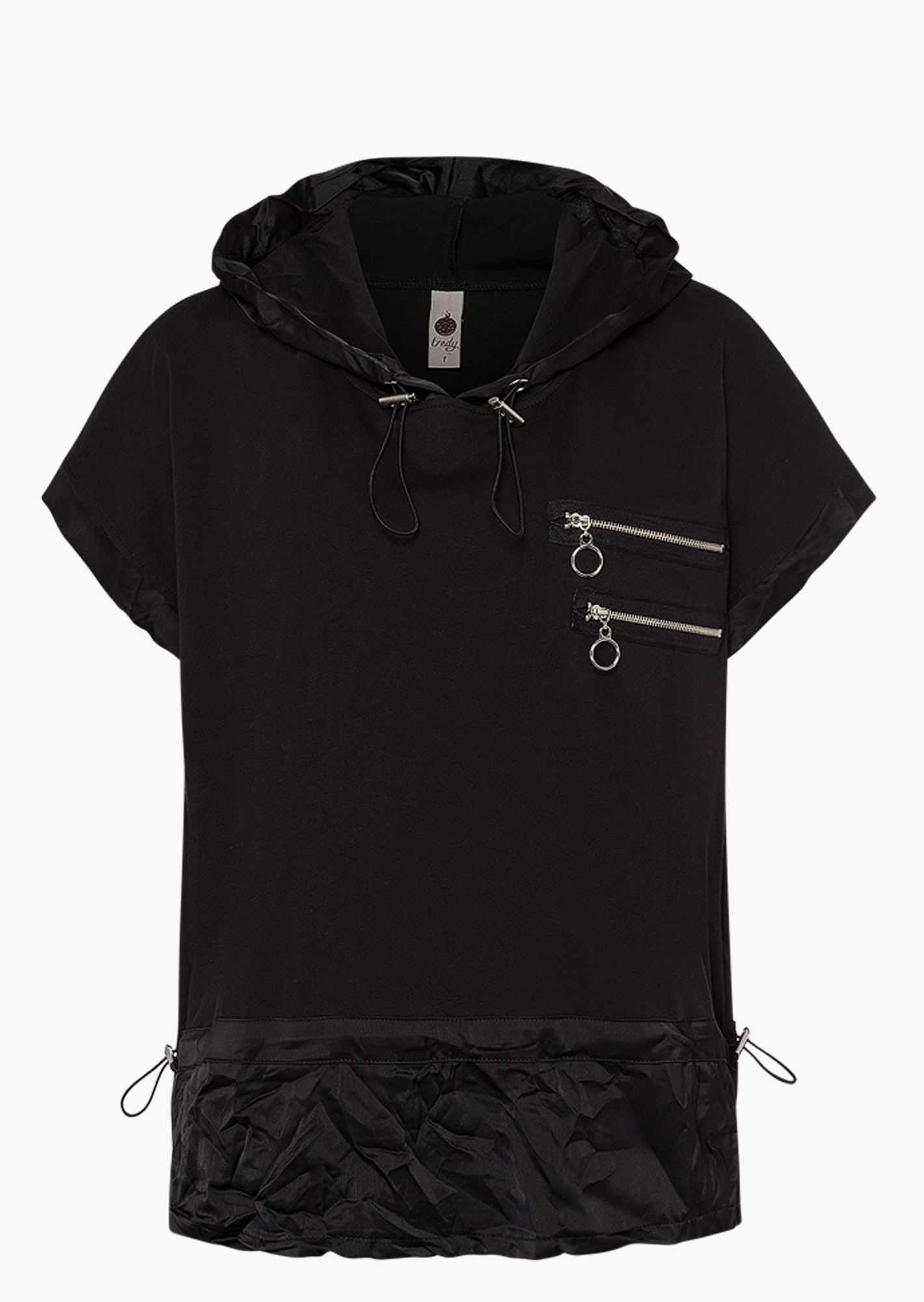 Shirt mit glänzenden Details, schwarz