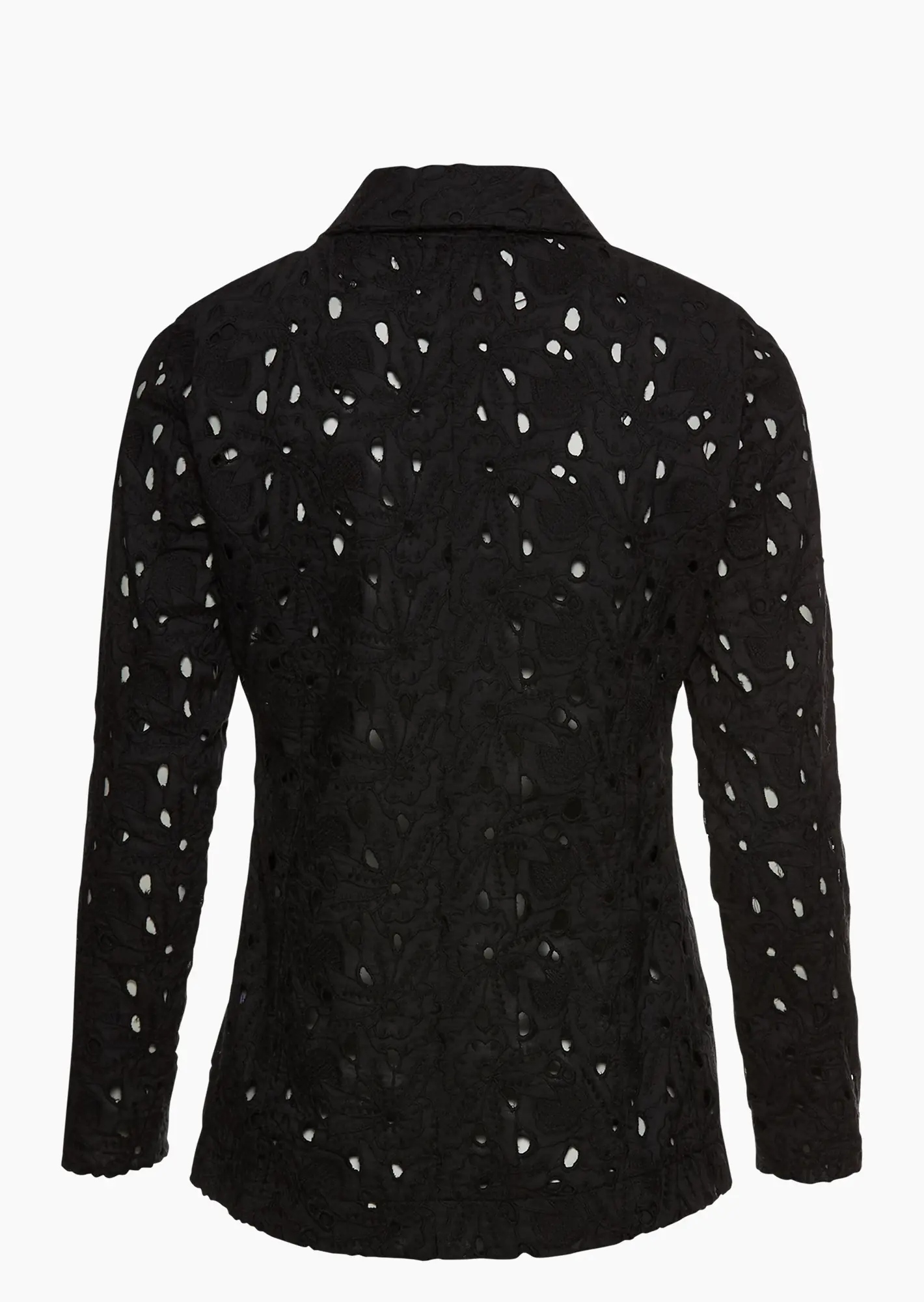 Blazer mit Lochstickerei, schwarz