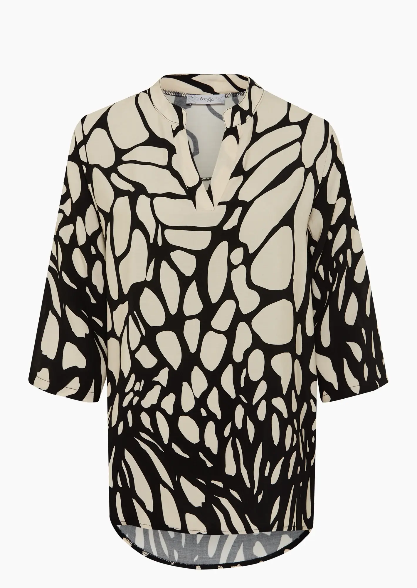 Bluse mit stylischem Print, schwarz-crema