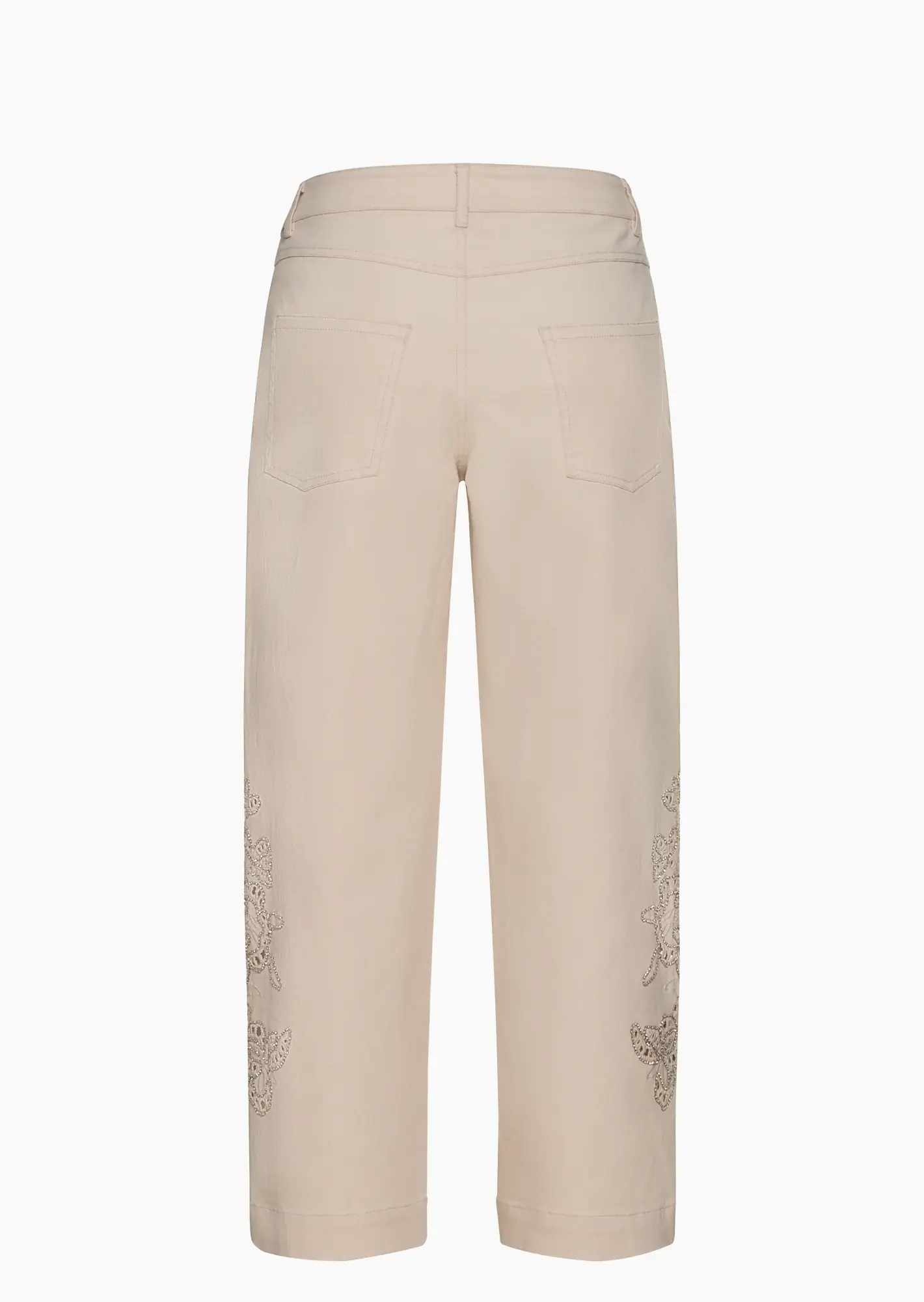 Wide Leg mit Lochstickerei, crema