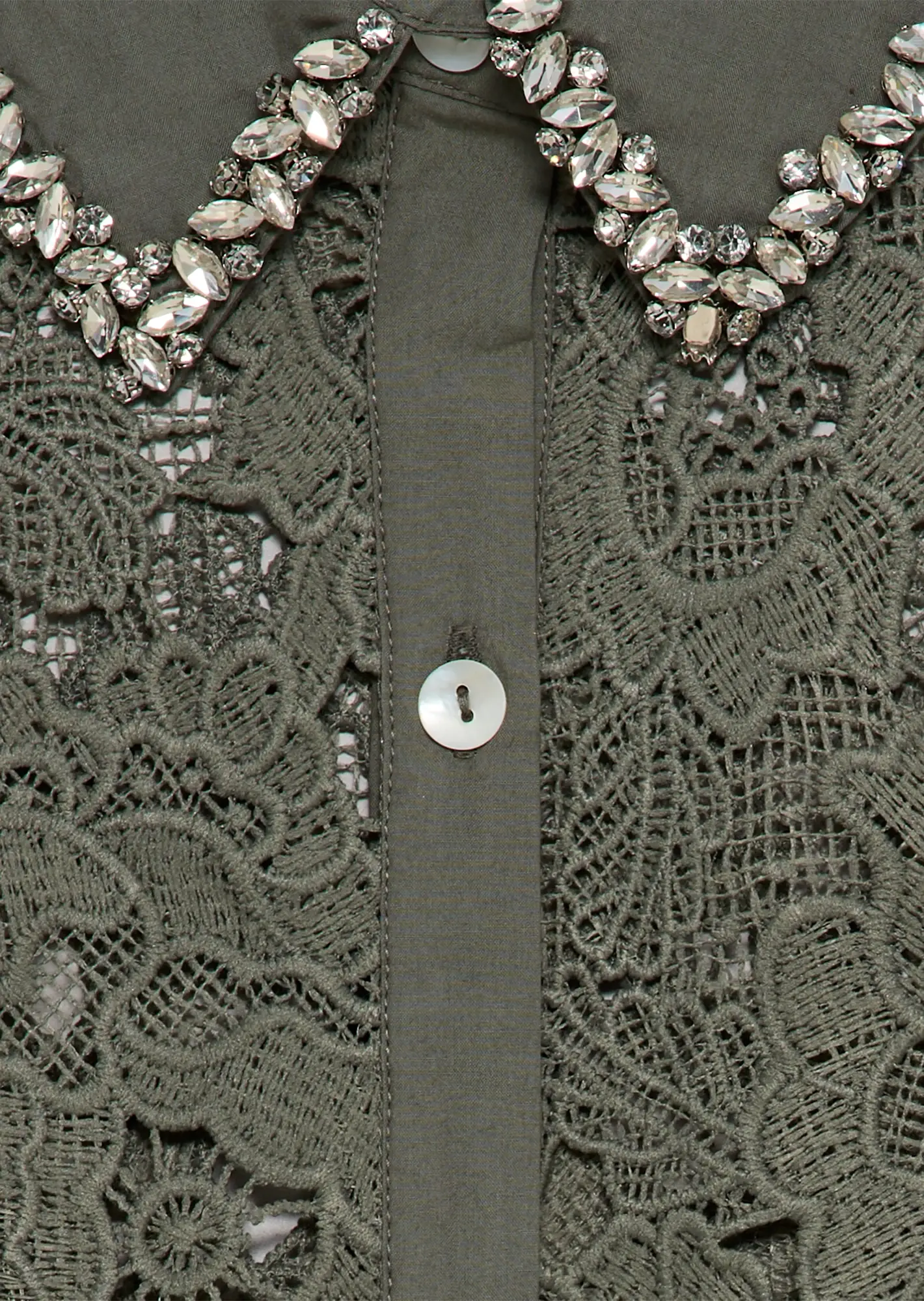 Bluse im Alloverspitzendesign, khaki