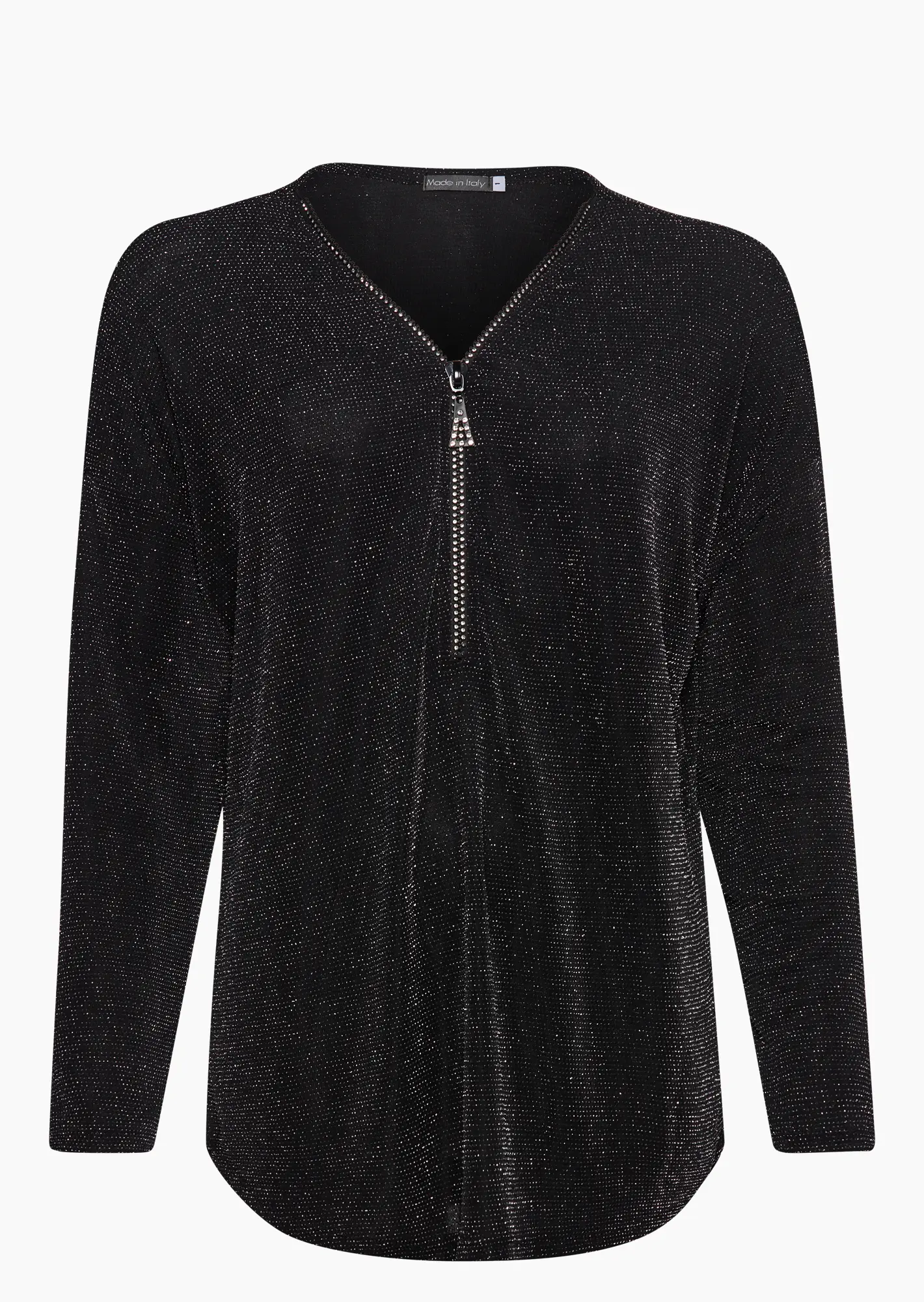 glitzerndes Langarmshirt, schwarz