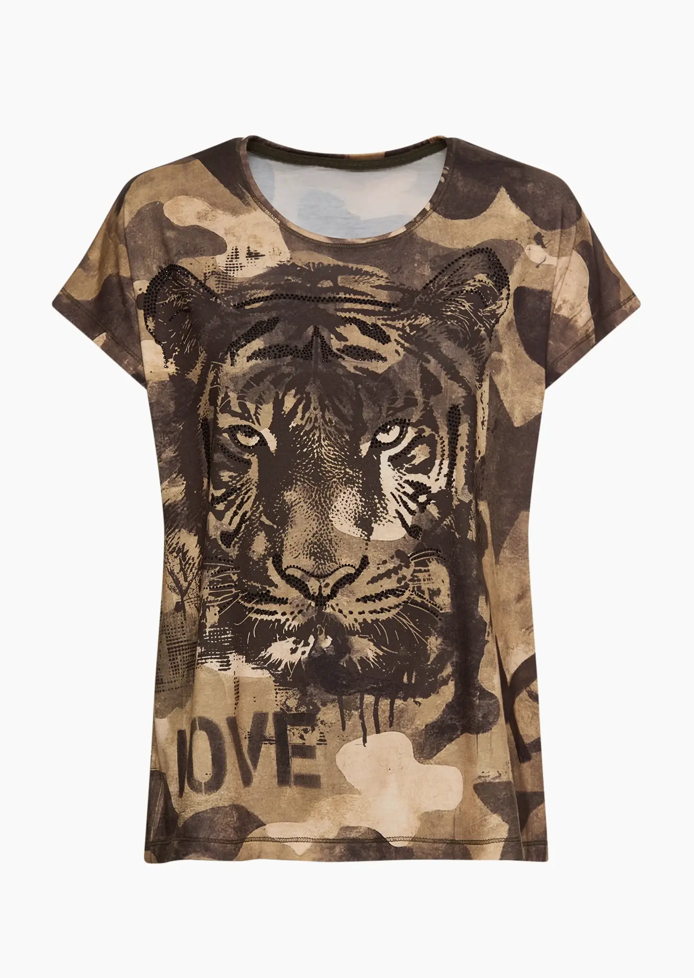 Shirt mit Tigerprint, khaki